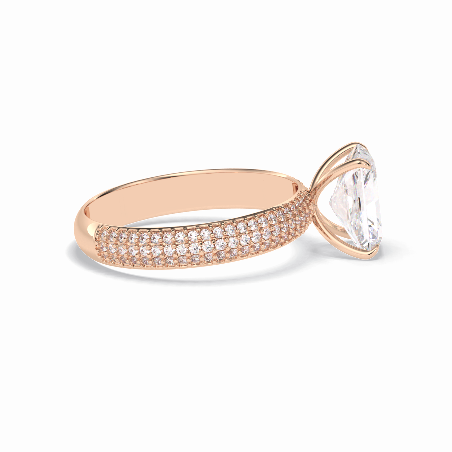 2.0 CT Radiant Cut Pave Style Moissanite Engagement Rings