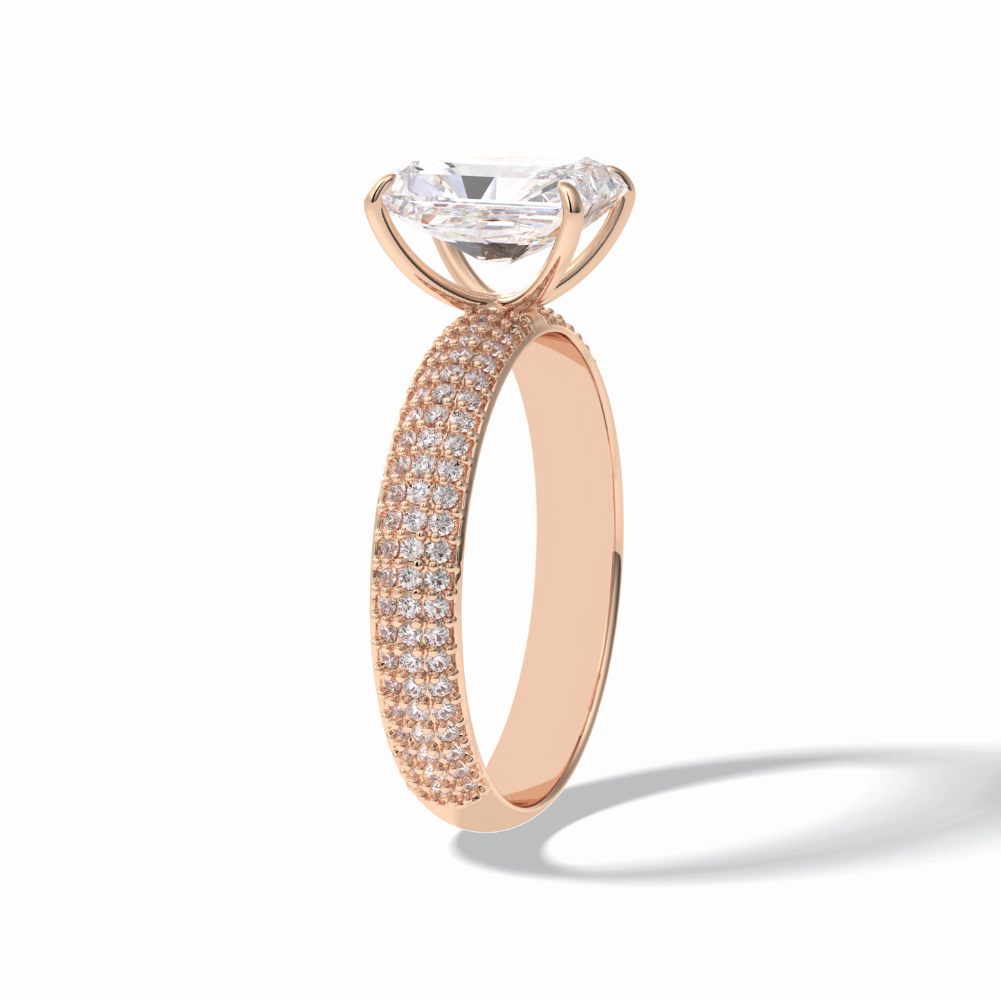 2.0 CT Radiant Cut Pave Style Moissanite Engagement Rings