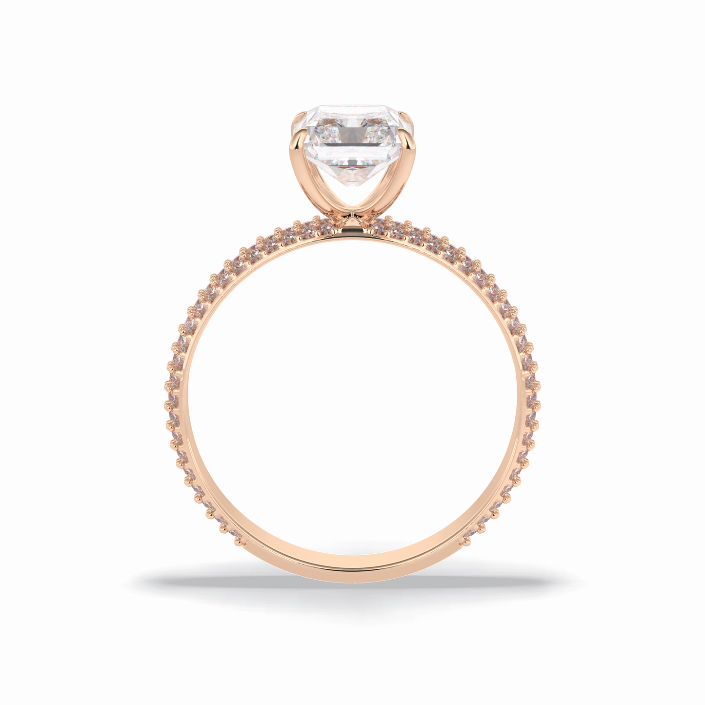 2.0 CT Radiant Cut Pave Style Moissanite Engagement Rings