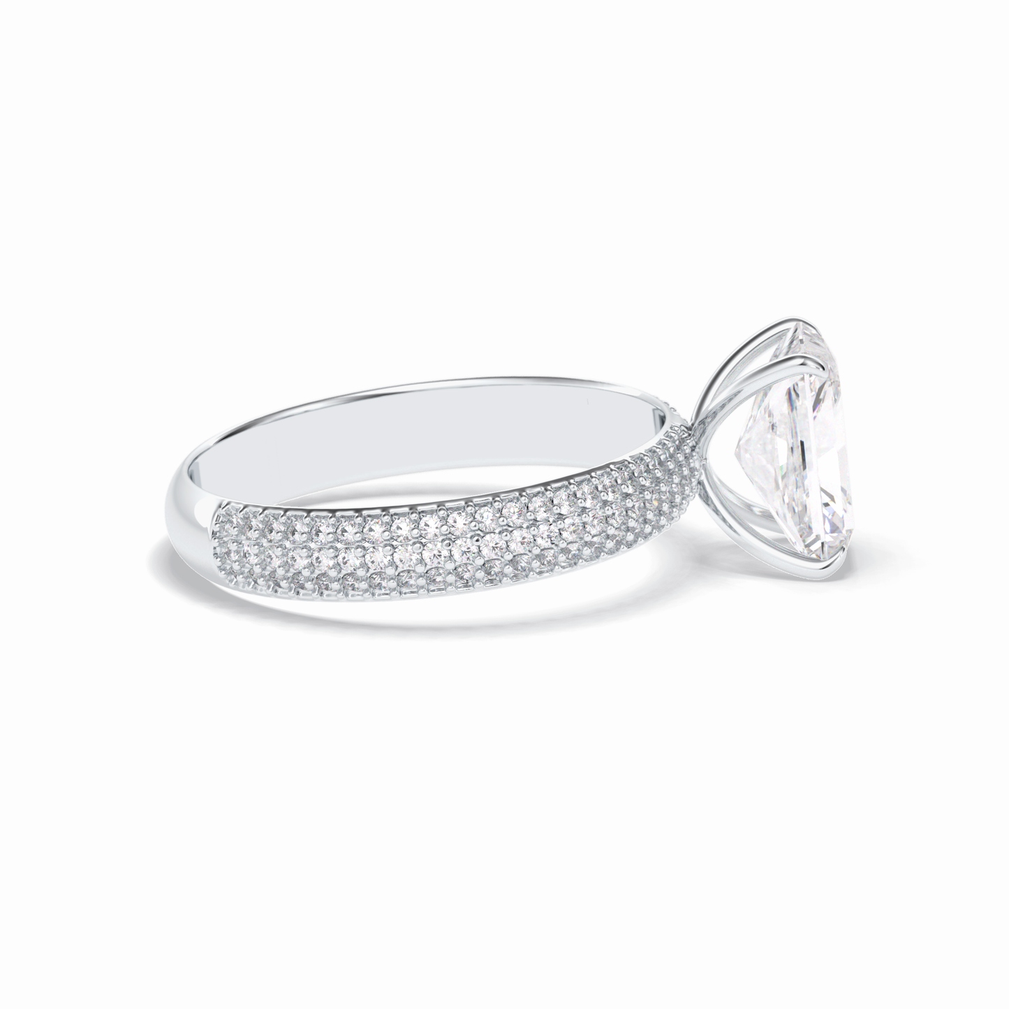 2.0 CT Radiant Cut Pave Style Moissanite Engagement Rings