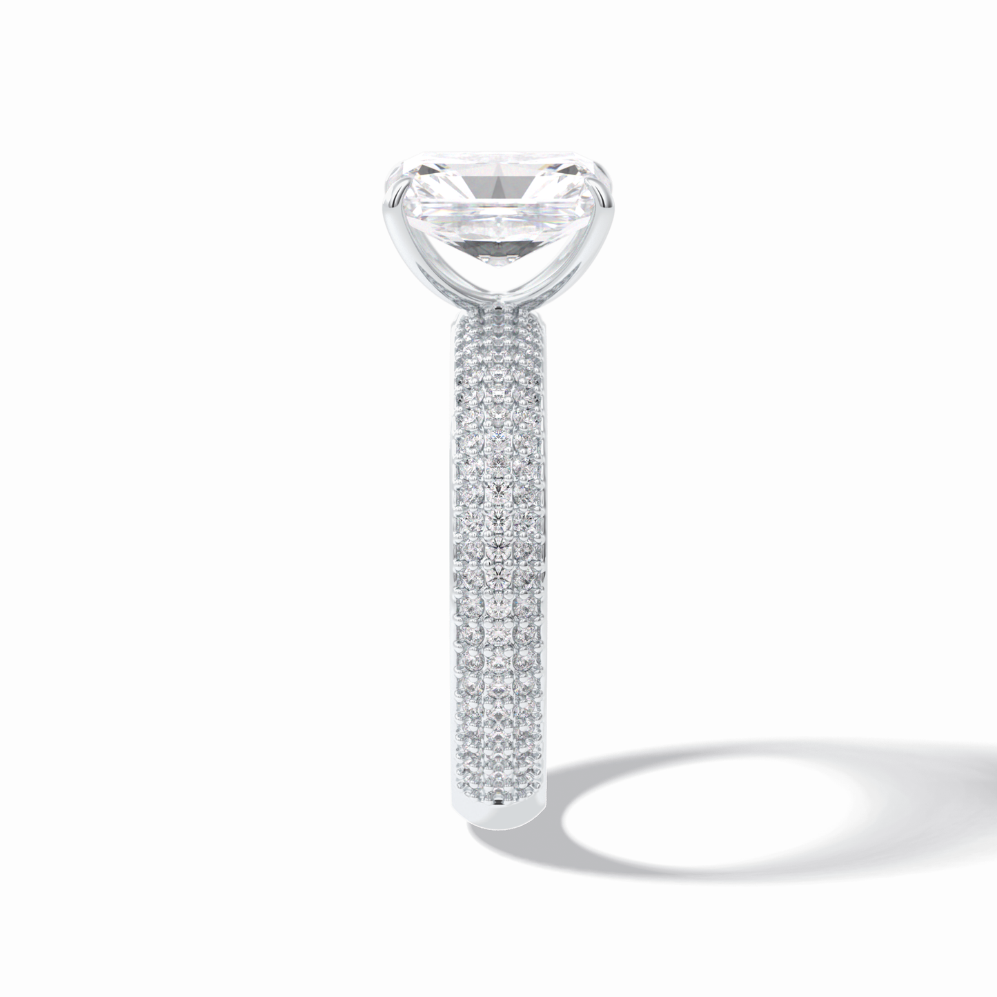 2.0 CT Radiant Cut Pave Style Moissanite Engagement Rings