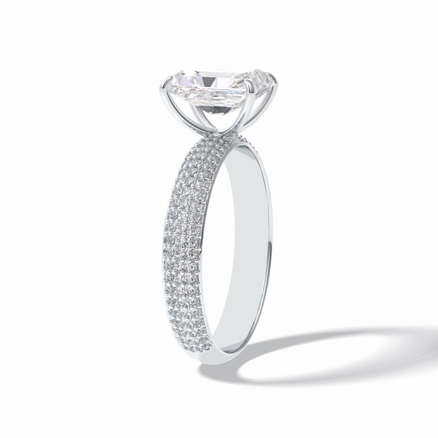 2.0 CT Radiant Cut Pave Style Moissanite Engagement Rings