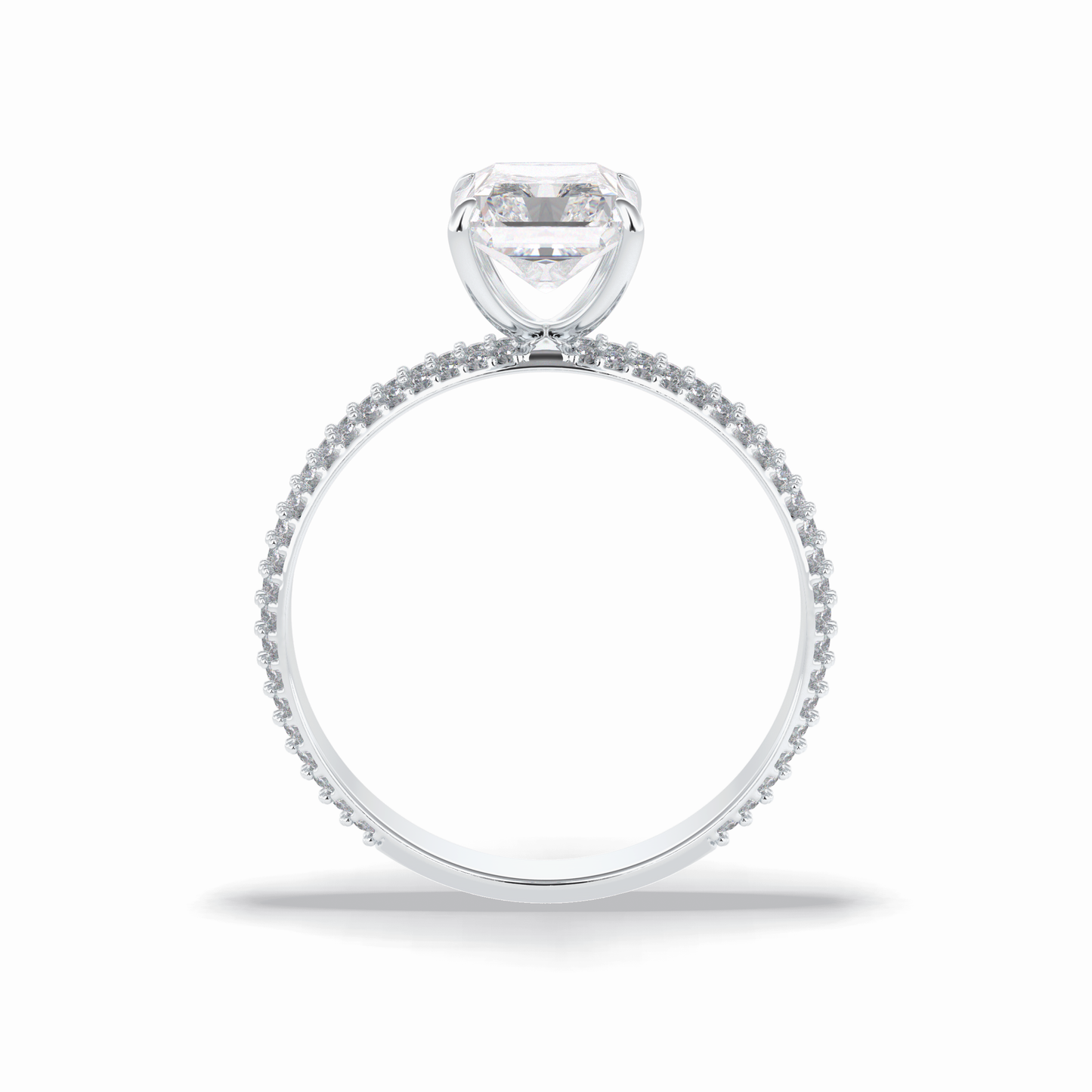 2.0 CT Radiant Cut Pave Style Moissanite Engagement Rings
