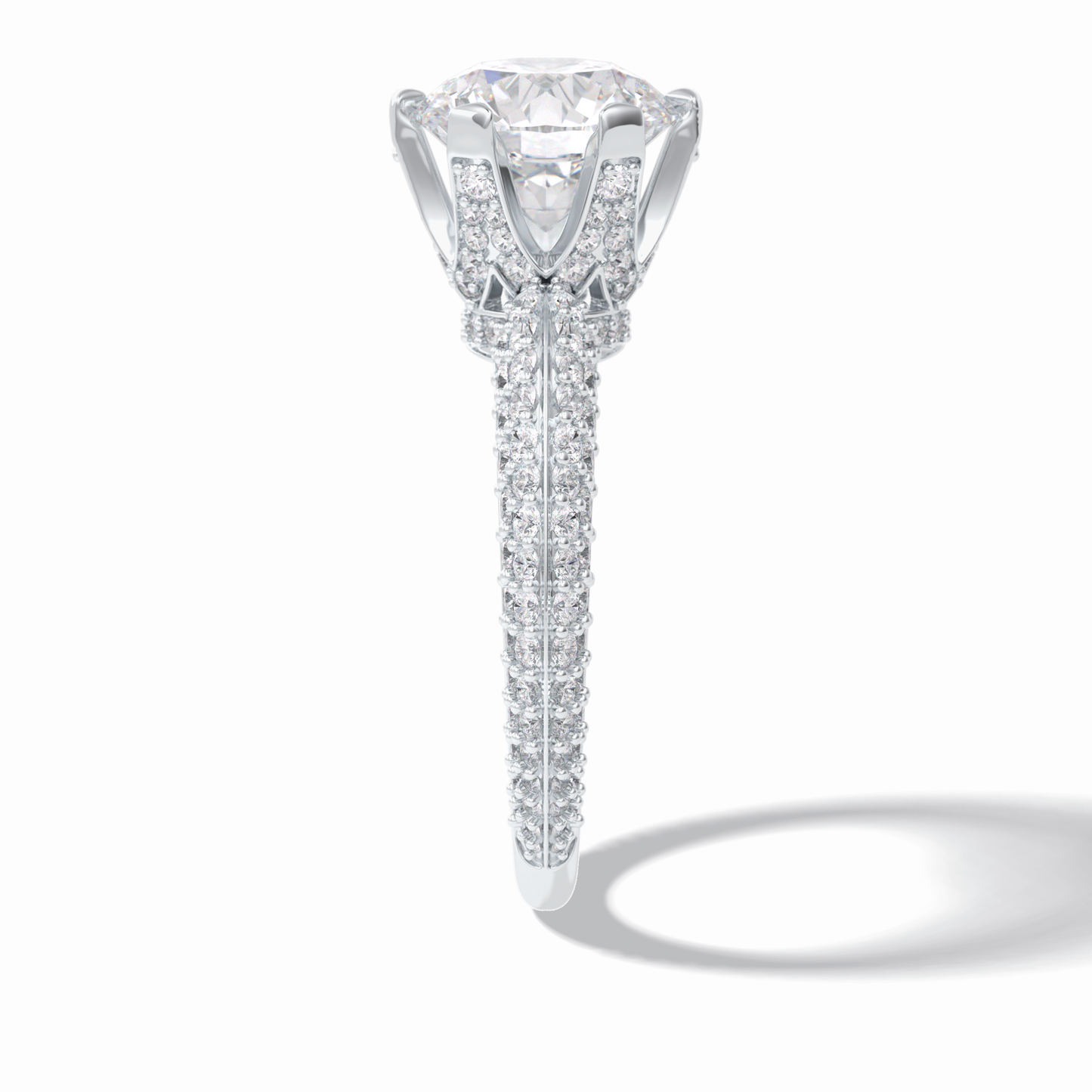 2.5 CT Round Cut Pave Style Moissanite Engagement Rings