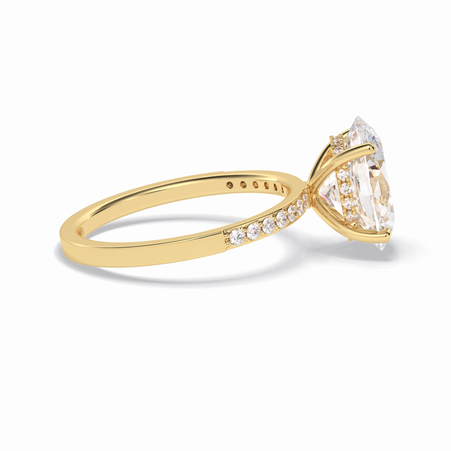3.0 CT Oval Cut Hidden Halo & Pave Style Moissanite Engagement Rings