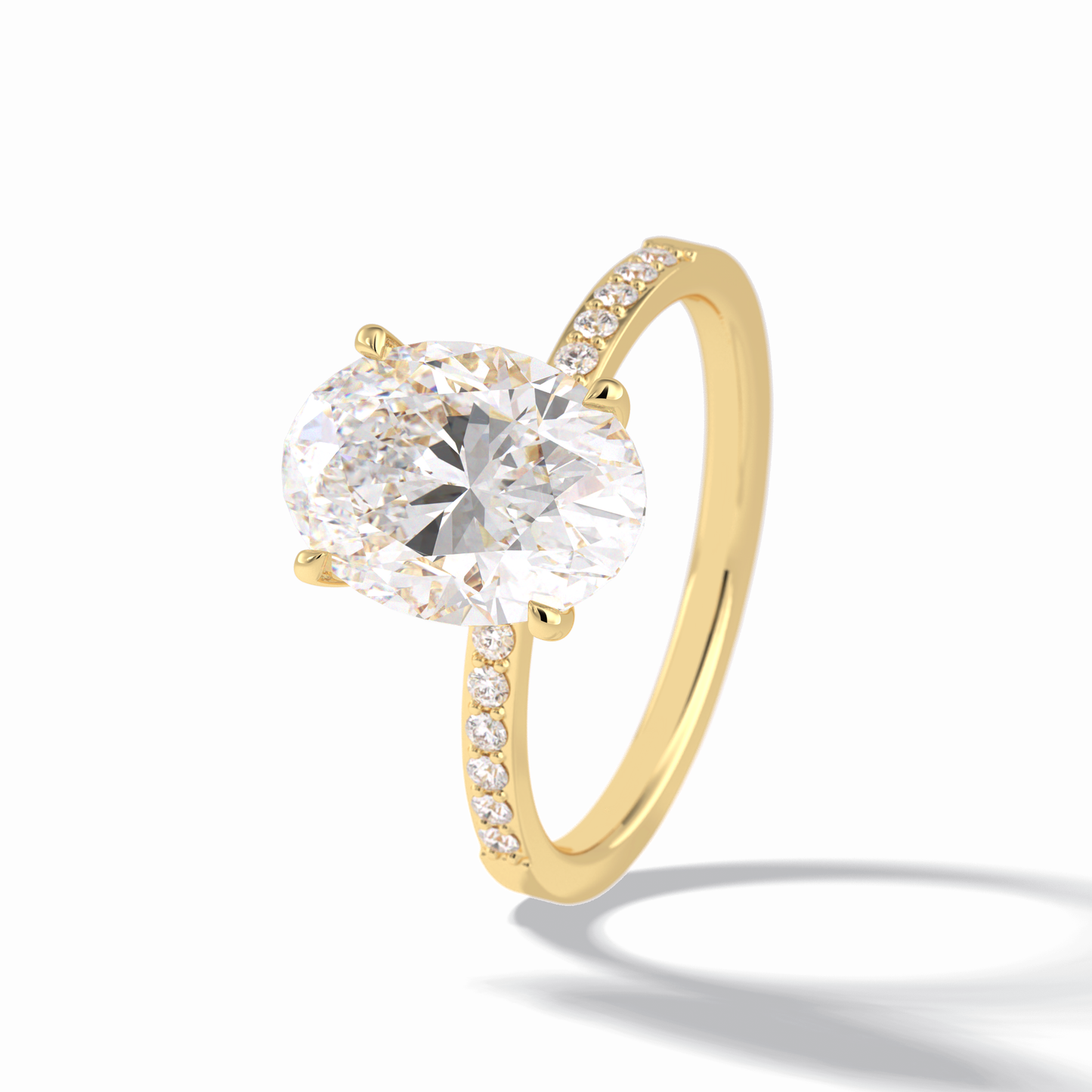 3.0 CT Oval Cut Hidden Halo & Pave Style Moissanite Engagement Rings