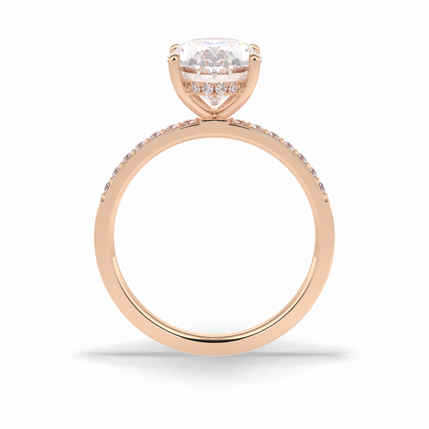 3.0 CT Oval Cut Hidden Halo & Pave Style Moissanite Engagement Rings