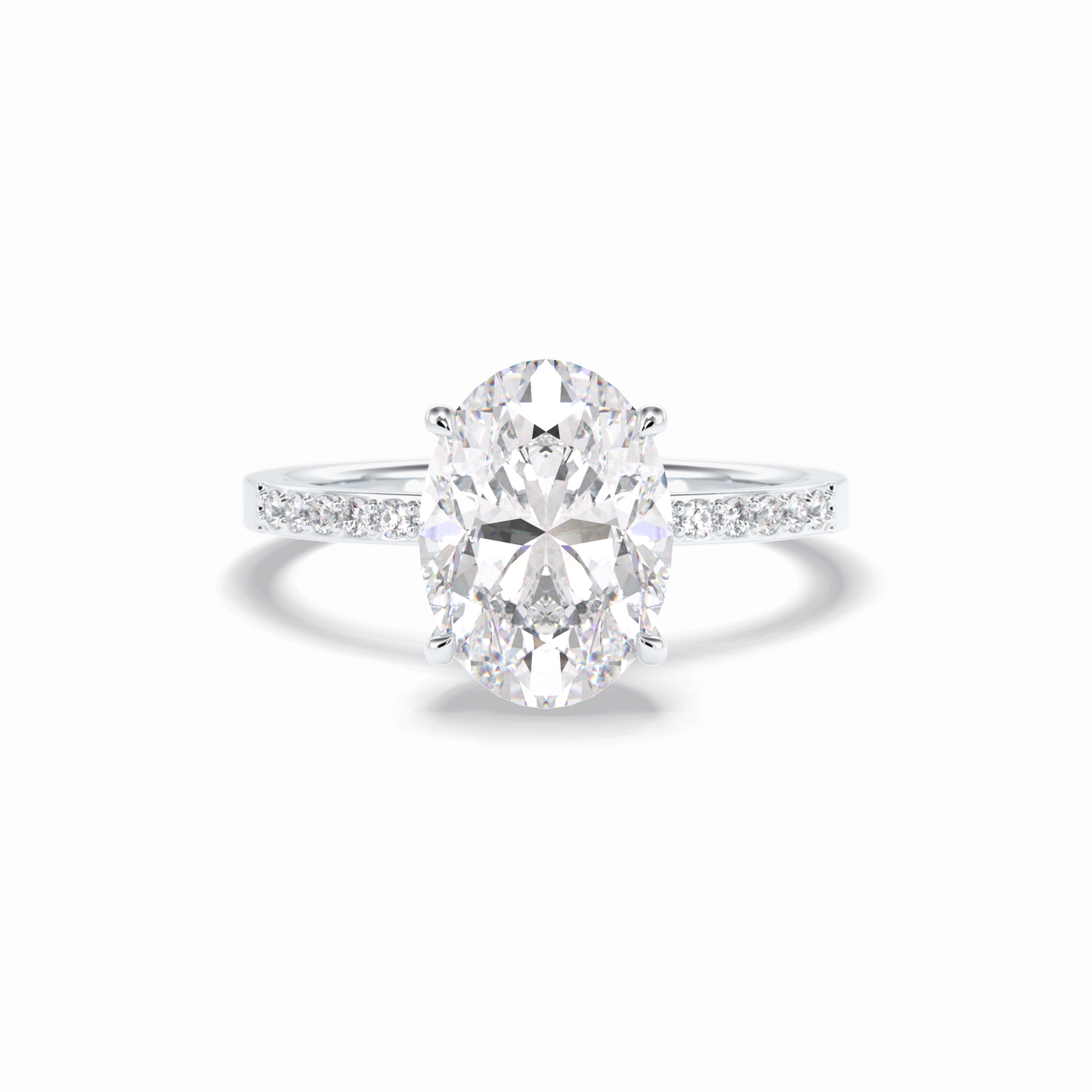 3.0 CT Oval Cut Hidden Halo & Pave Style Moissanite Engagement Rings