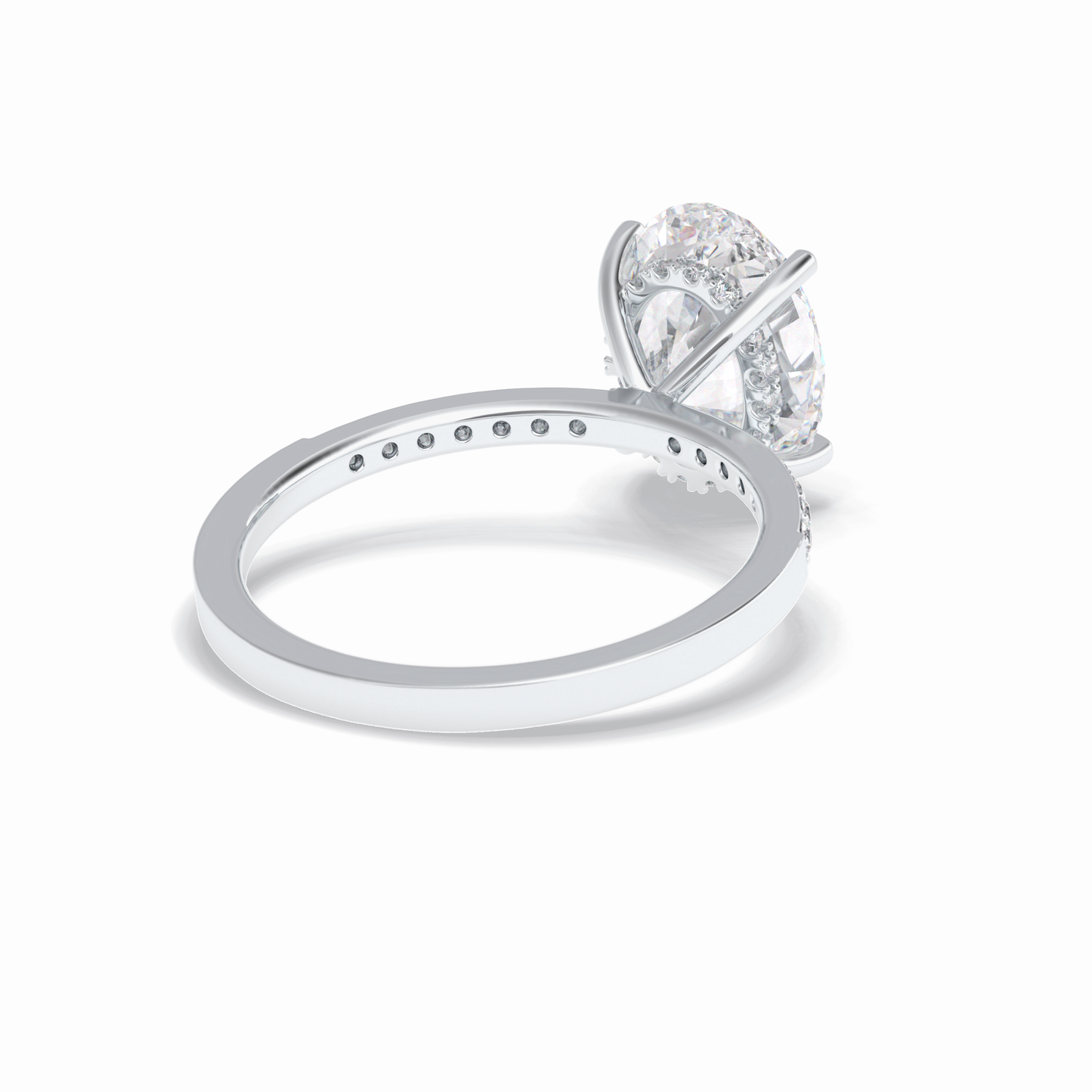 3.0 CT Oval Cut Hidden Halo & Pave Style Moissanite Engagement Rings