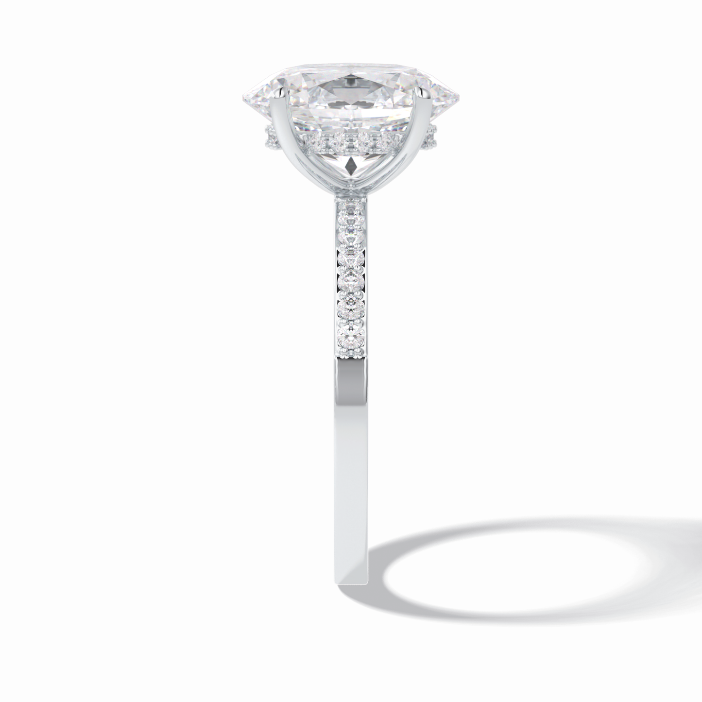 3.0 CT Oval Cut Hidden Halo & Pave Style Moissanite Engagement Rings