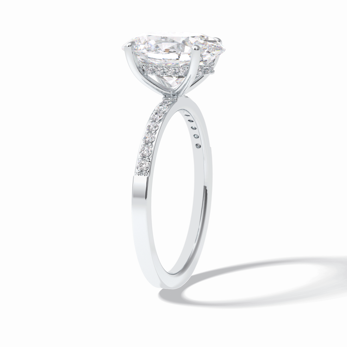 3.0 CT Oval Cut Hidden Halo & Pave Style Moissanite Engagement Rings