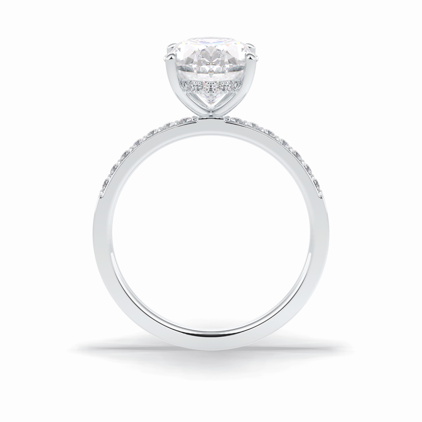 3.0 CT Oval Cut Hidden Halo & Pave Style Moissanite Engagement Rings