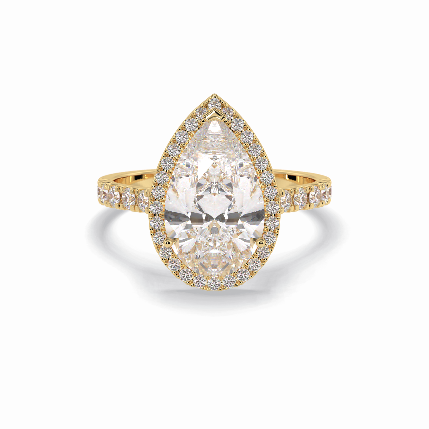 3.07 CT Pear Cut Halo & Pave Style Moissanite Engagement Rings