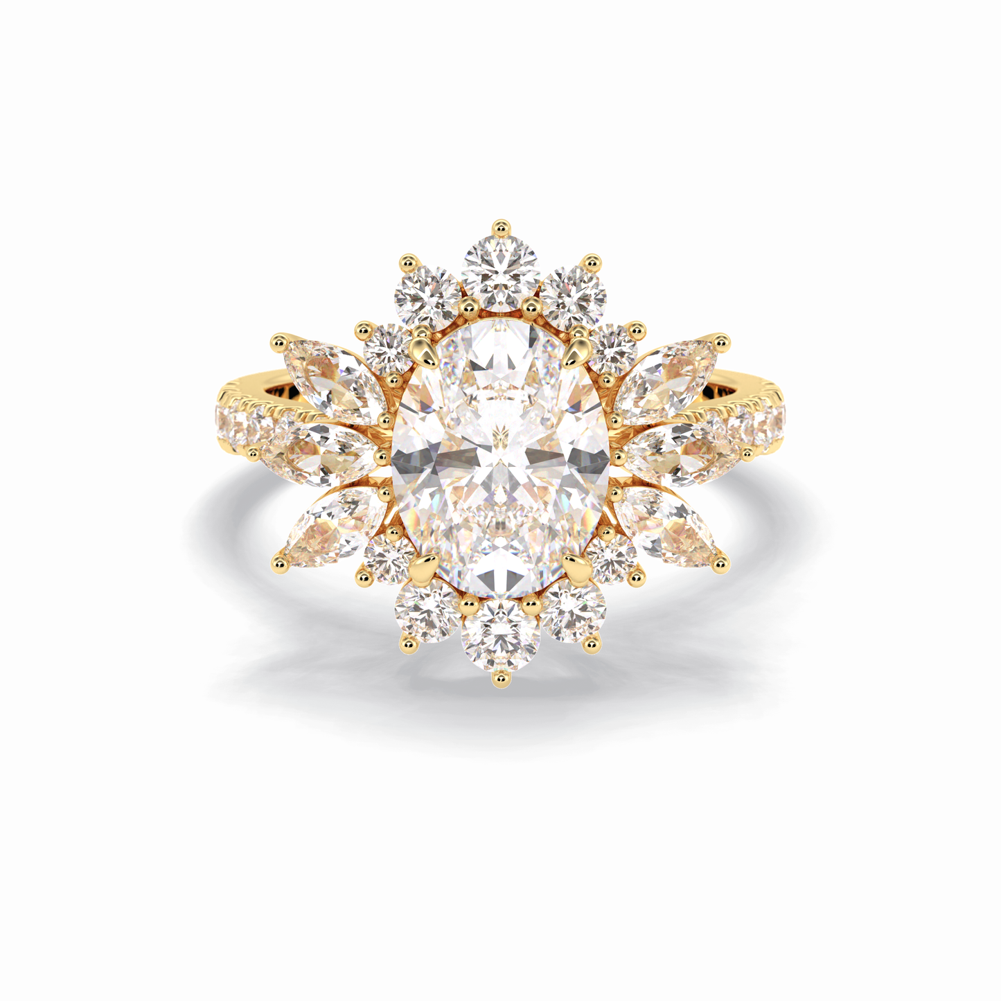 2.01 CT Oval Cut Halo & Pave Style Moissanite Engagement Rings