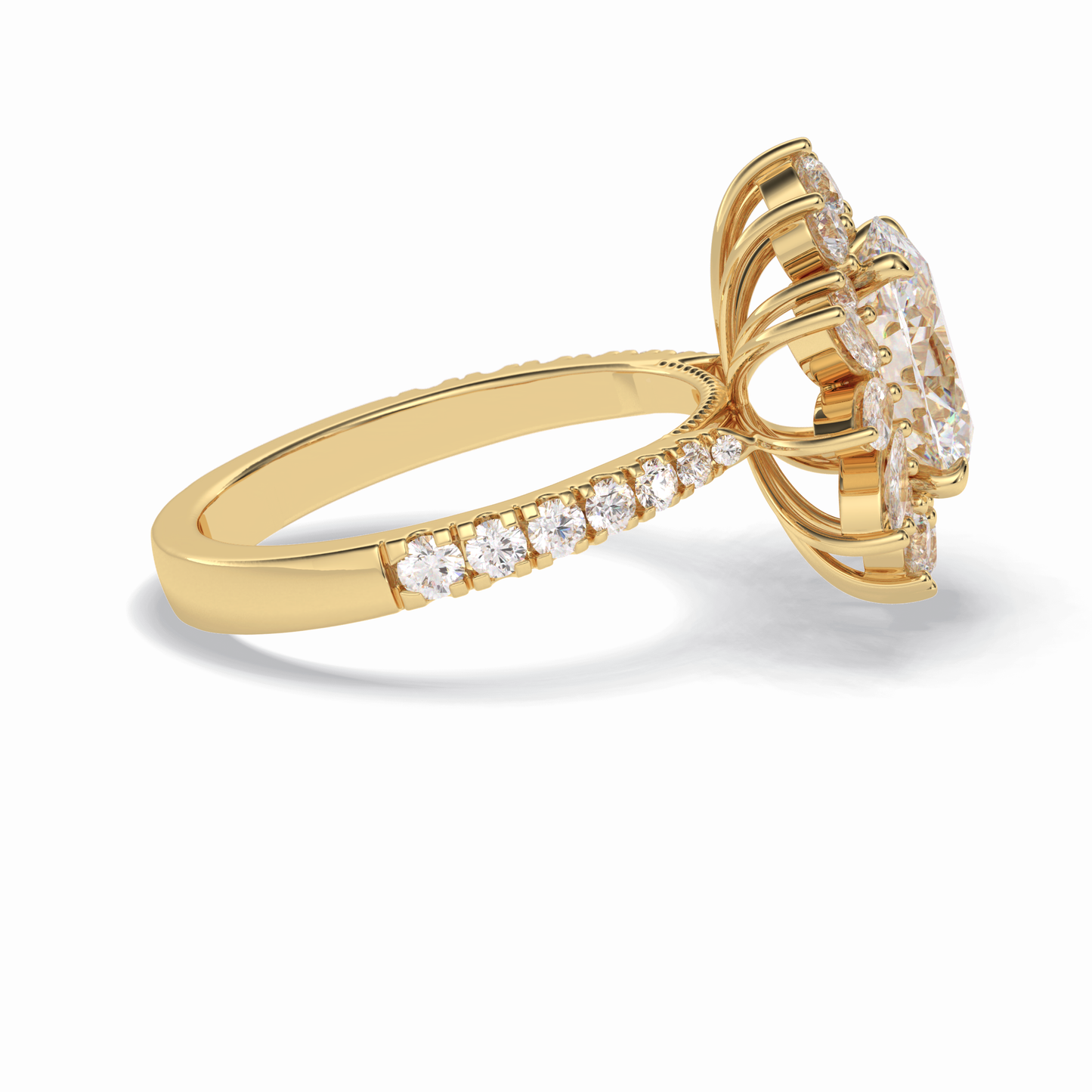 2.01 CT Oval Cut Halo & Pave Style Moissanite Engagement Rings