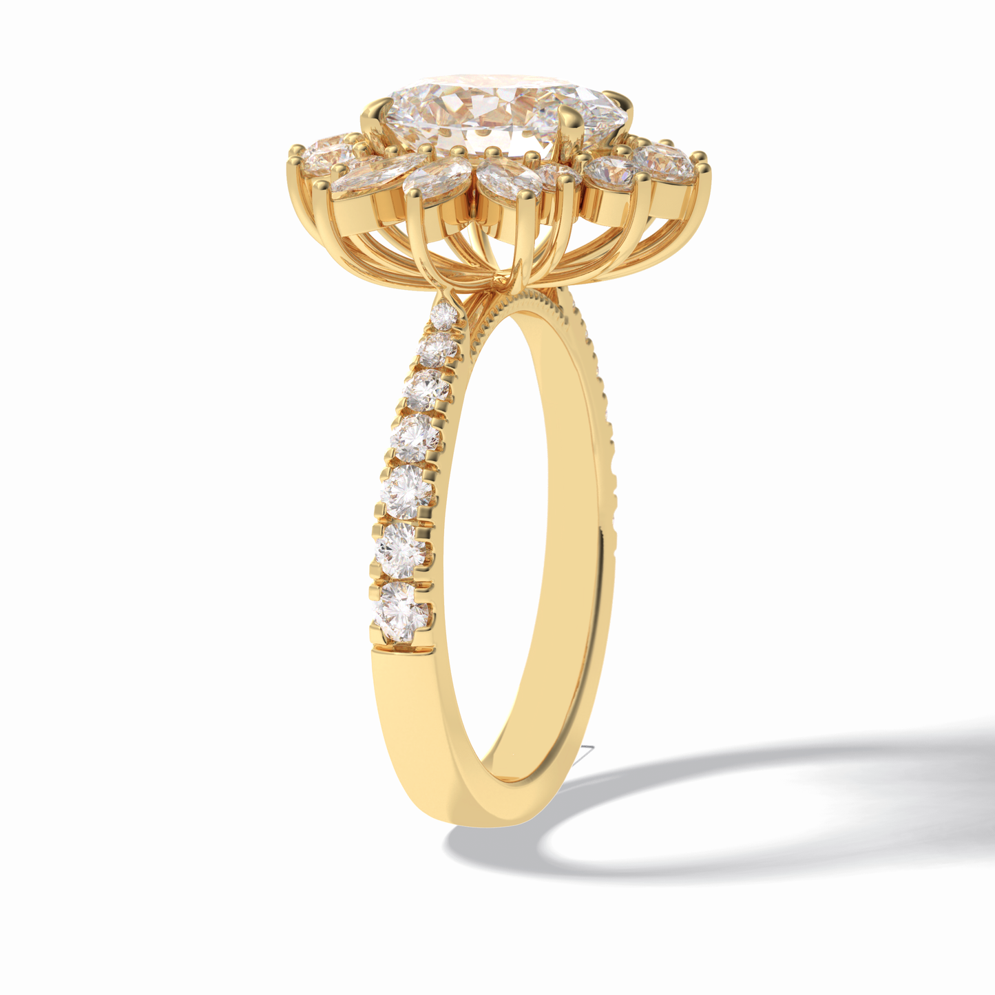 2.01 CT Oval Cut Halo & Pave Style Moissanite Engagement Rings