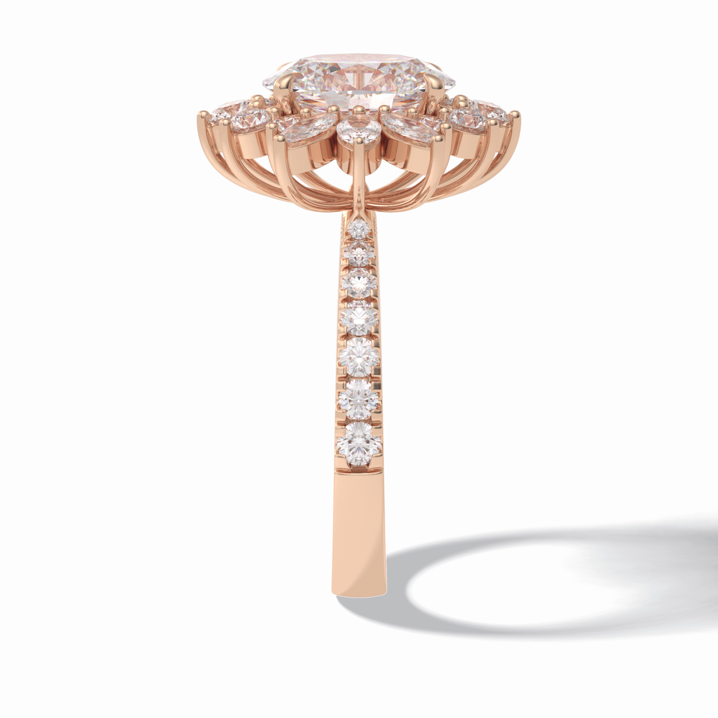 2.01 CT Oval Cut Halo & Pave Style Moissanite Engagement Rings