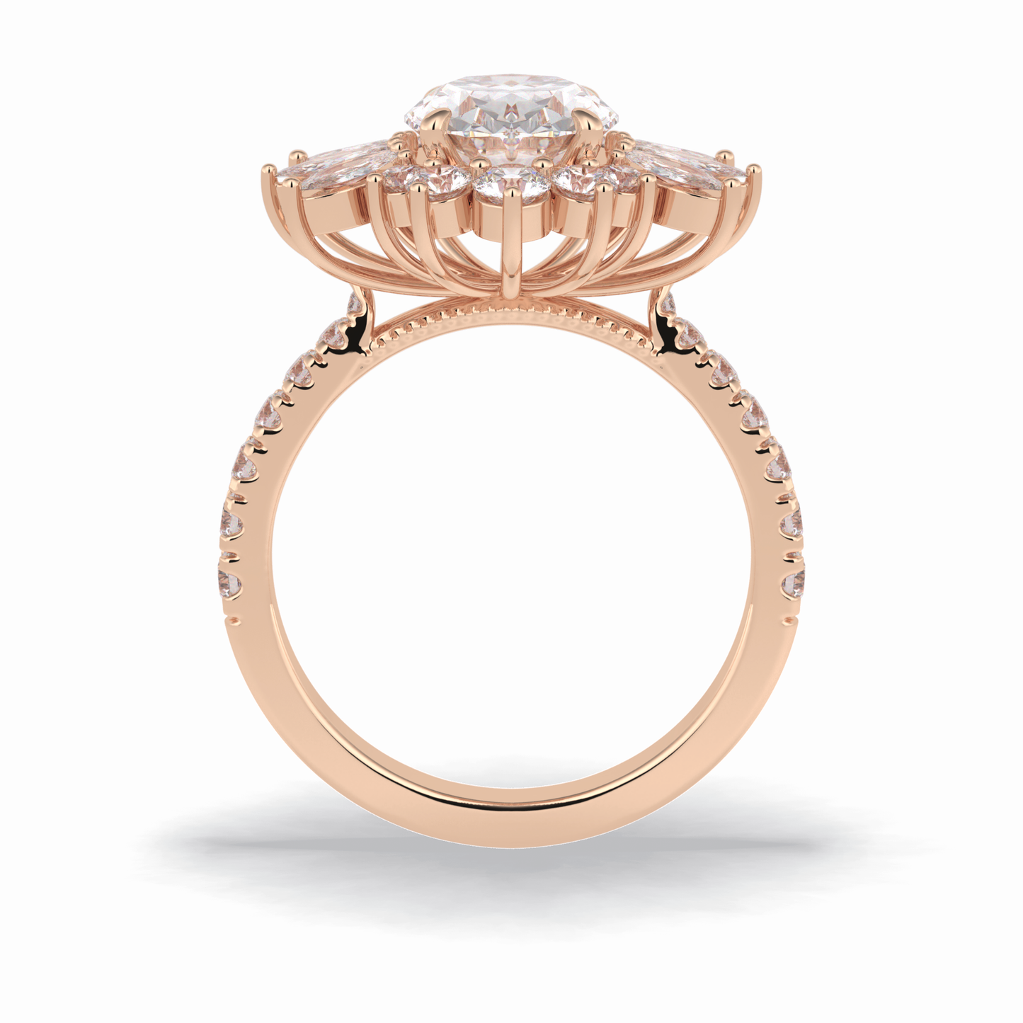 2.01 CT Oval Cut Halo & Pave Style Moissanite Engagement Rings