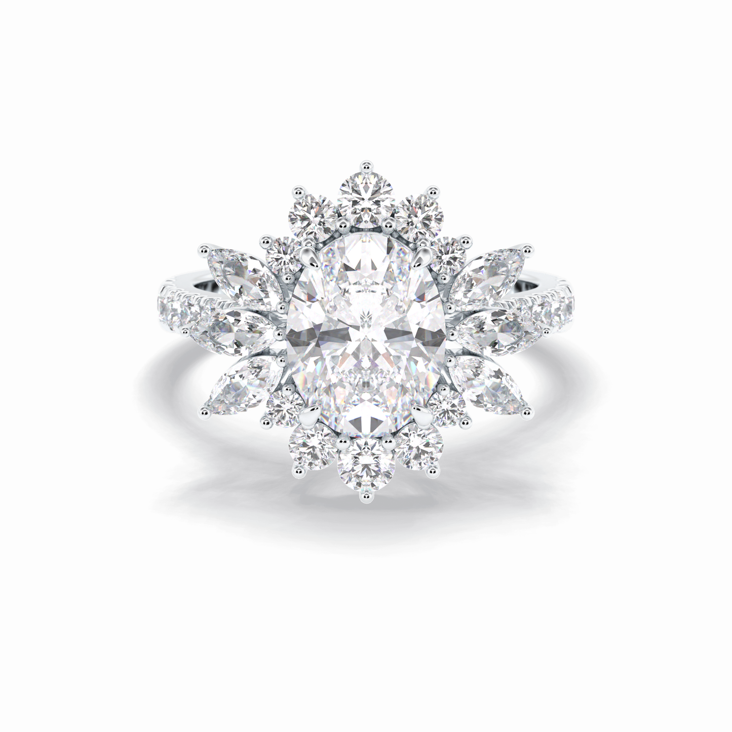2.01 CT Oval Cut Halo & Pave Style Moissanite Engagement Rings