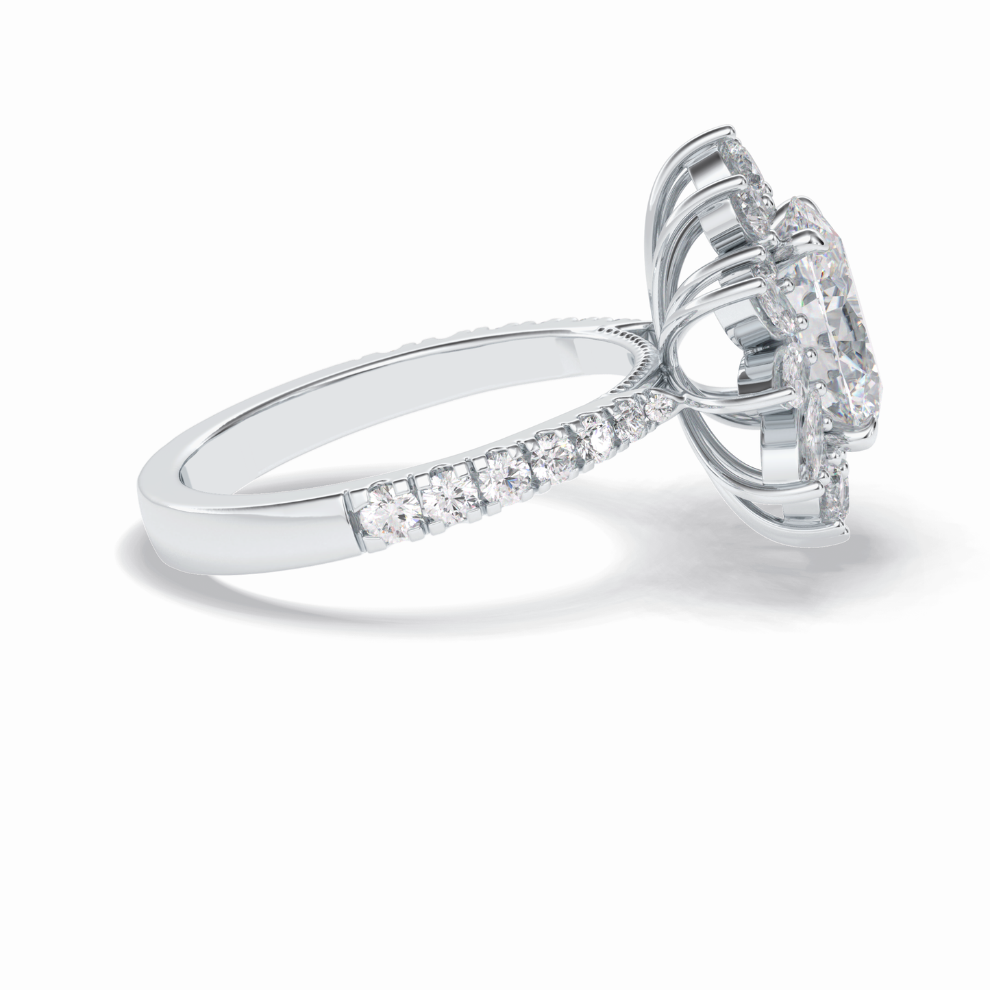 2.01 CT Oval Cut Halo & Pave Style Moissanite Engagement Rings