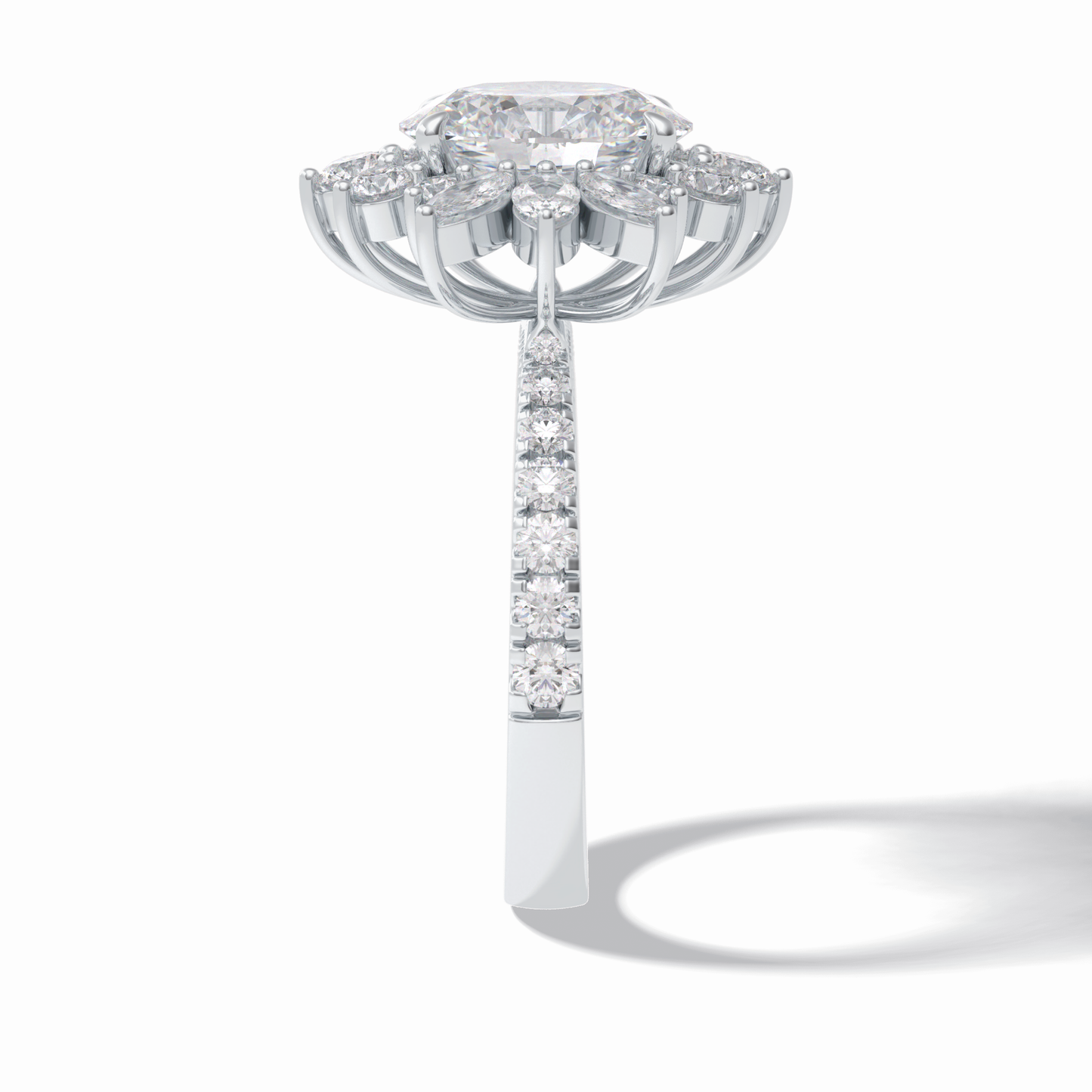 2.01 CT Oval Cut Halo & Pave Style Moissanite Engagement Rings
