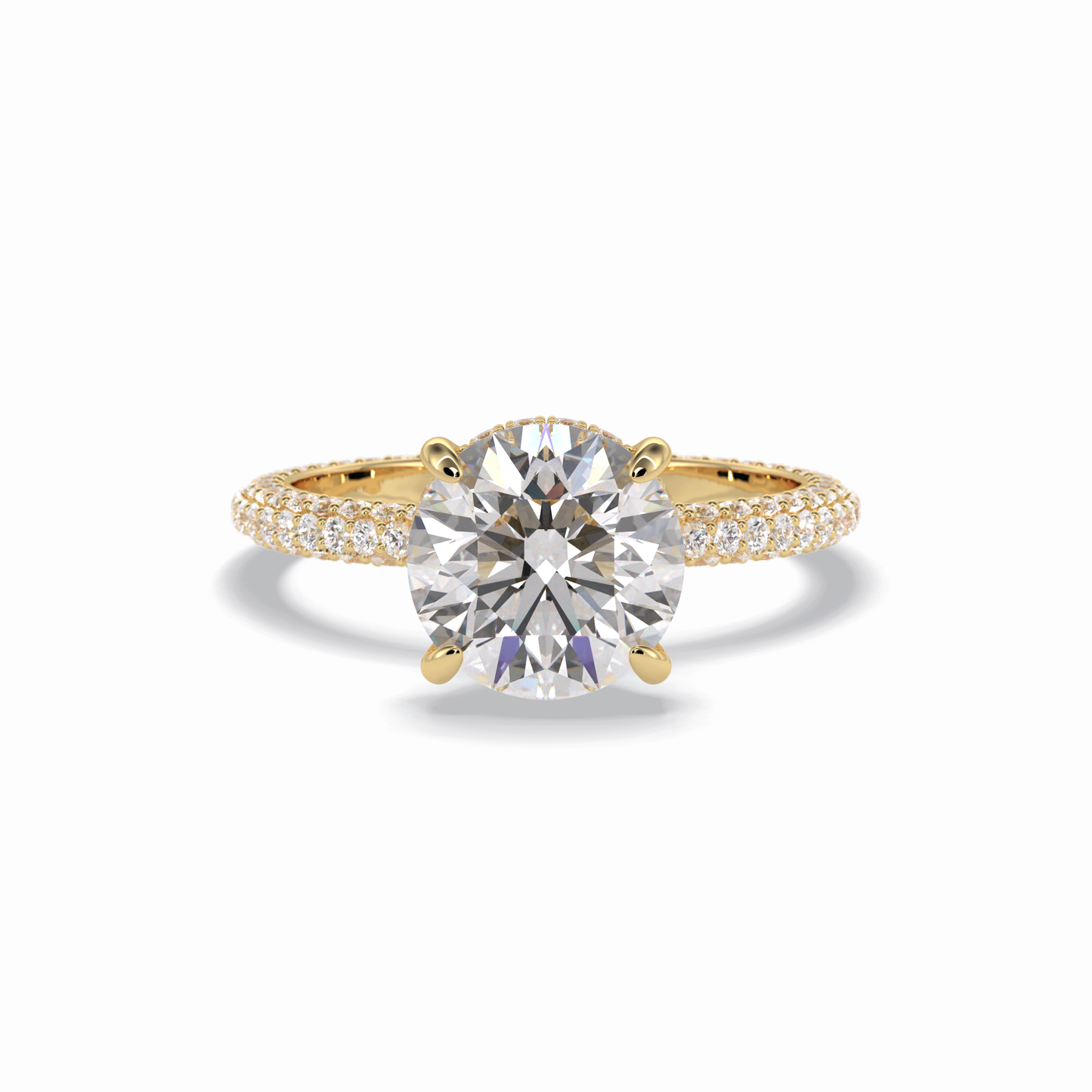 2.5 CT Round Cut Hidden Halo & Pave Style Moissanite Engagement Rings