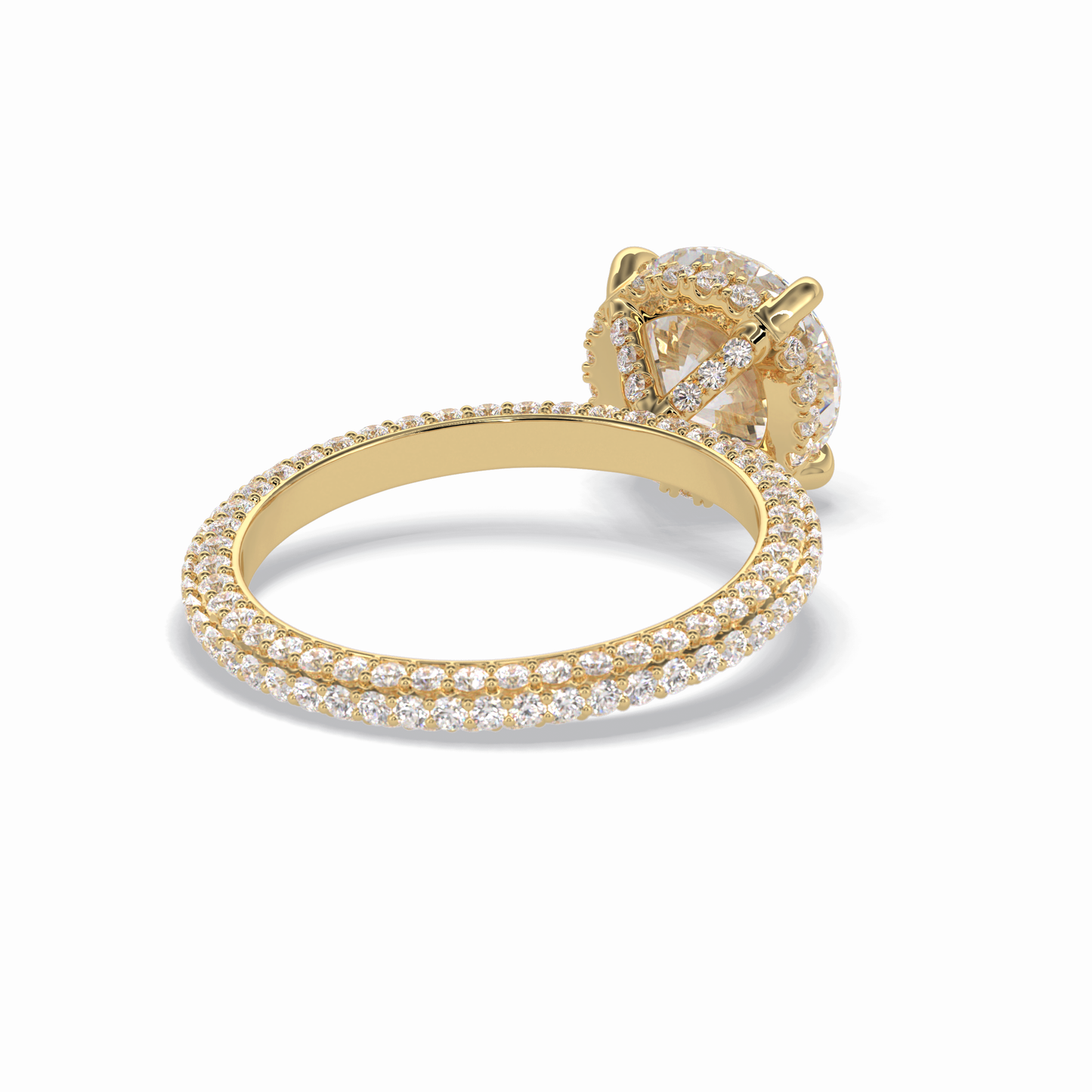 2.5 CT Round Cut Hidden Halo & Pave Style Moissanite Engagement Rings