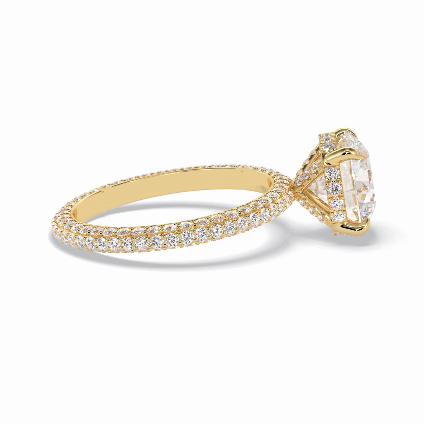2.5 CT Round Cut Hidden Halo & Pave Style Moissanite Engagement Rings