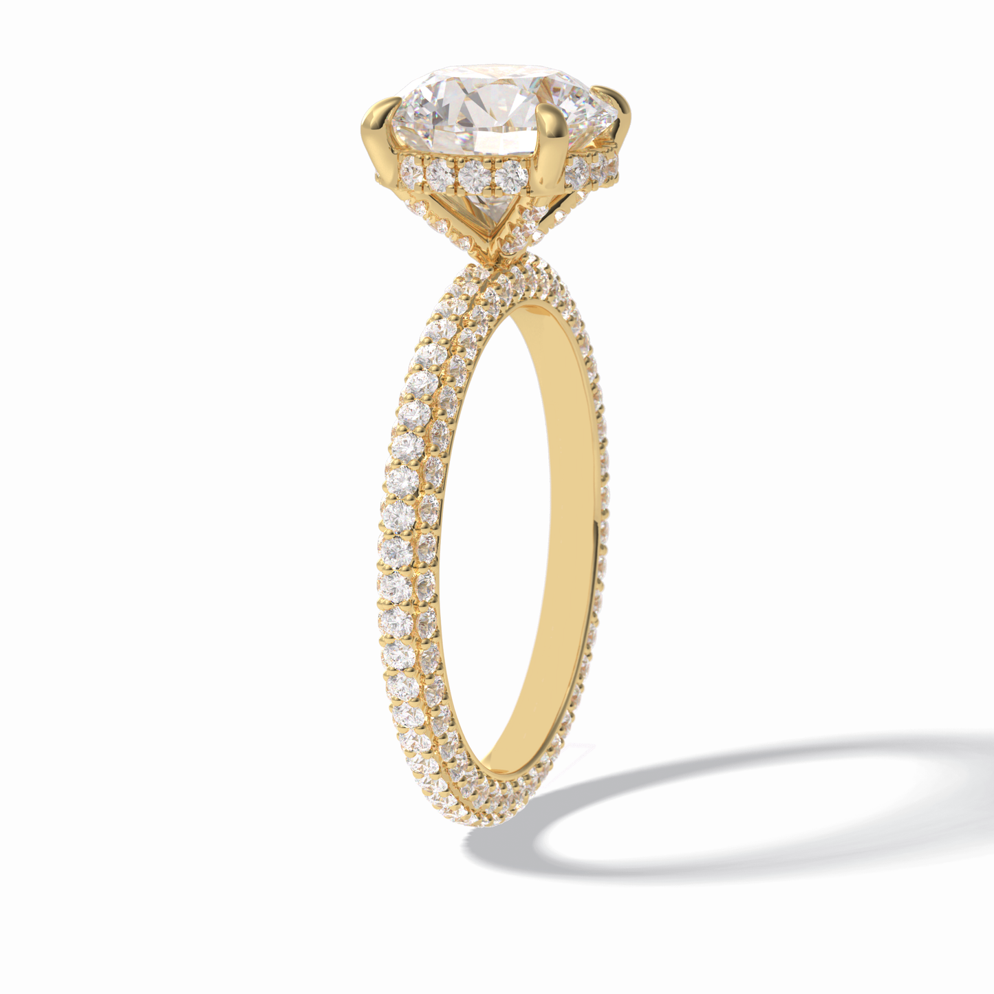 2.5 CT Round Cut Hidden Halo & Pave Style Moissanite Engagement Rings
