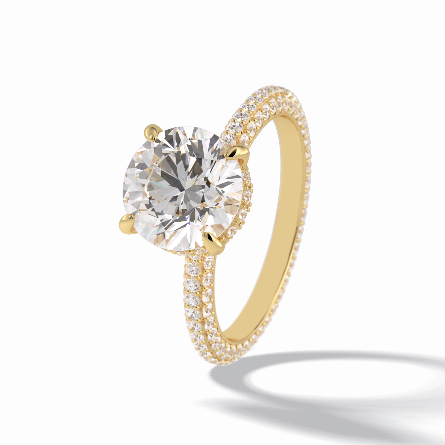 2.5 CT Round Cut Hidden Halo & Pave Style Moissanite Engagement Rings