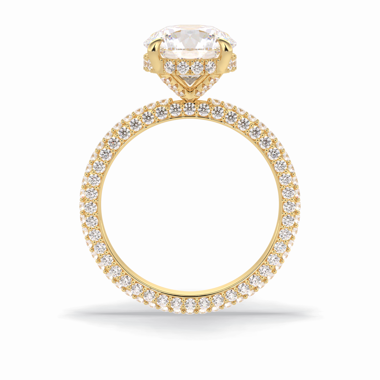 2.5 CT Round Cut Hidden Halo & Pave Style Moissanite Engagement Rings