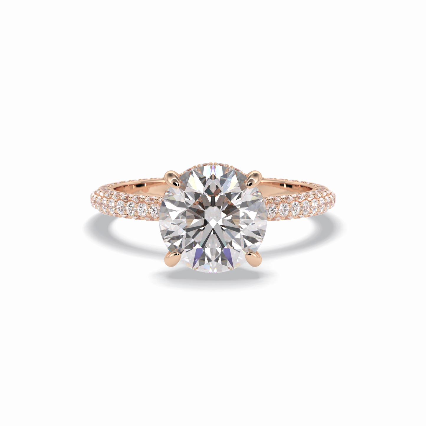 2.5 CT Round Cut Hidden Halo & Pave Style Moissanite Engagement Rings