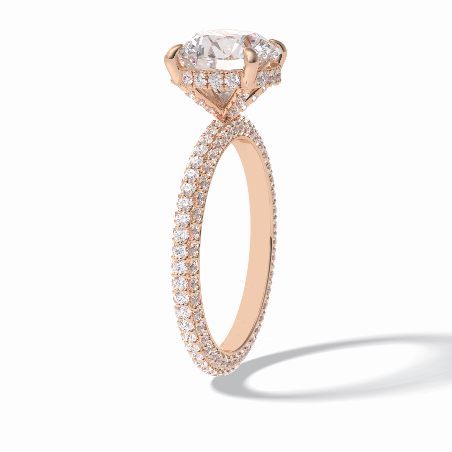 2.5 CT Round Cut Hidden Halo & Pave Style Moissanite Engagement Rings