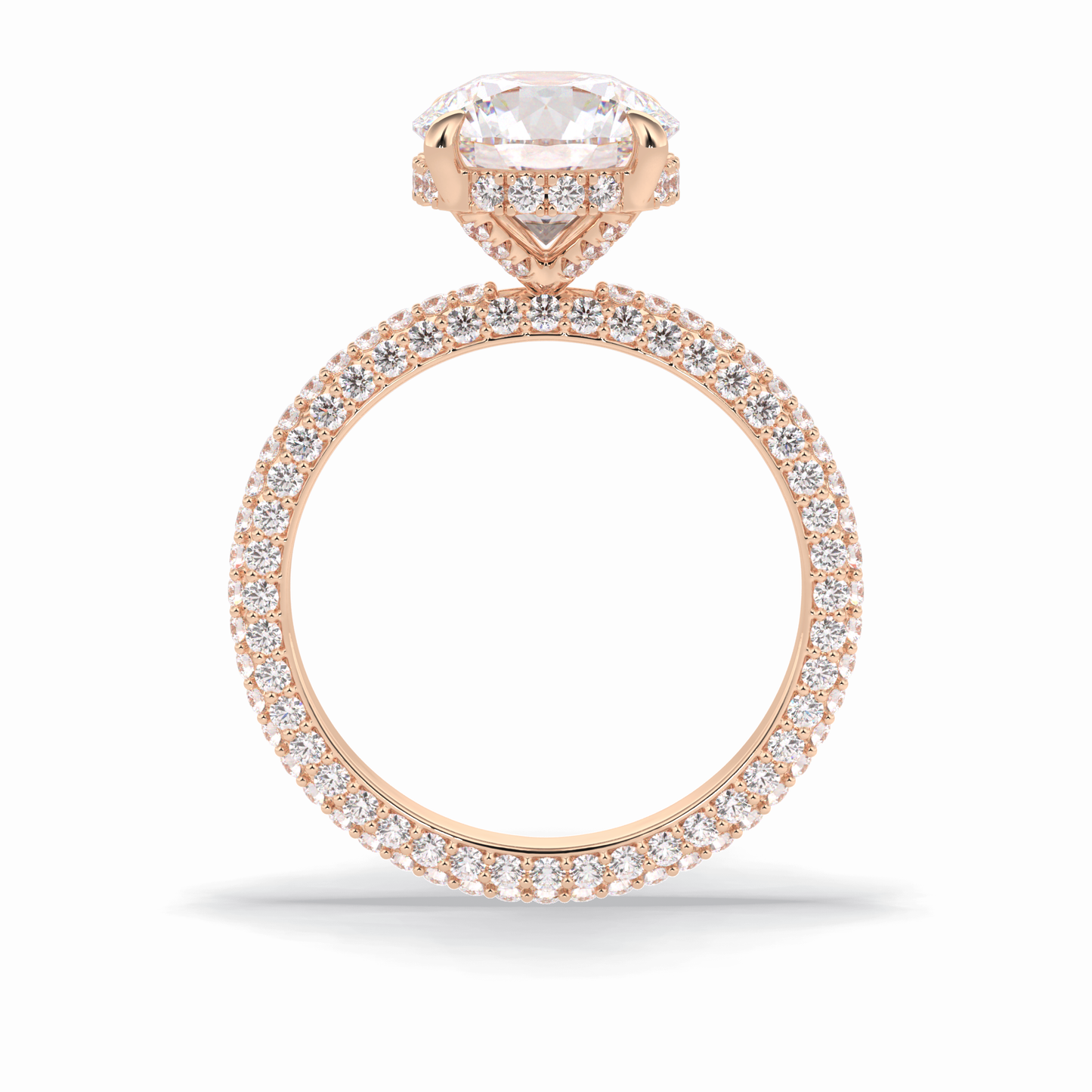 2.5 CT Round Cut Hidden Halo & Pave Style Moissanite Engagement Rings