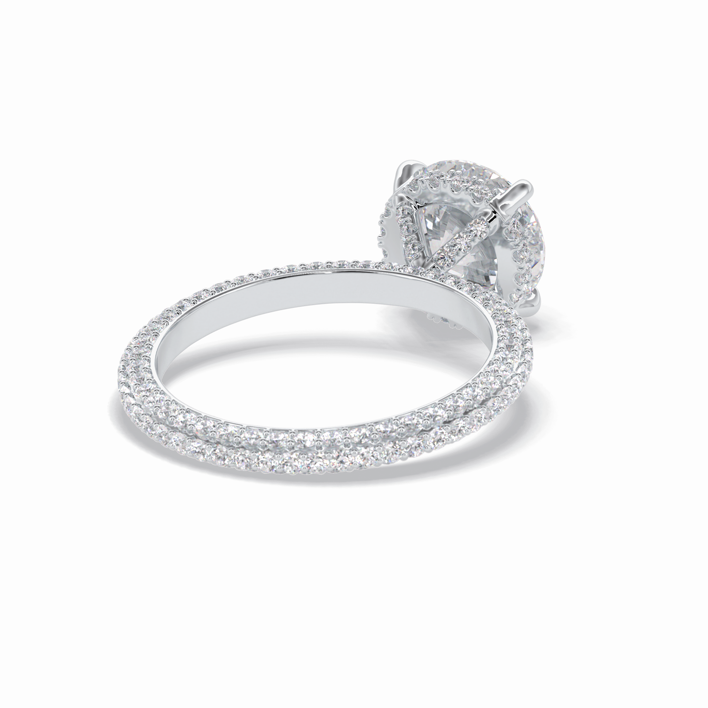2.5 CT Round Cut Hidden Halo & Pave Style Moissanite Engagement Rings