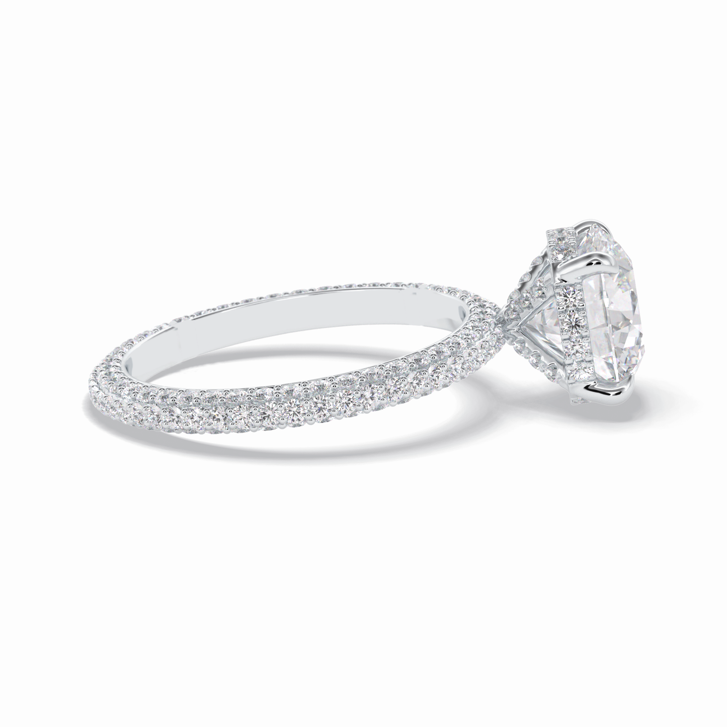 2.5 CT Round Cut Hidden Halo & Pave Style Moissanite Engagement Rings