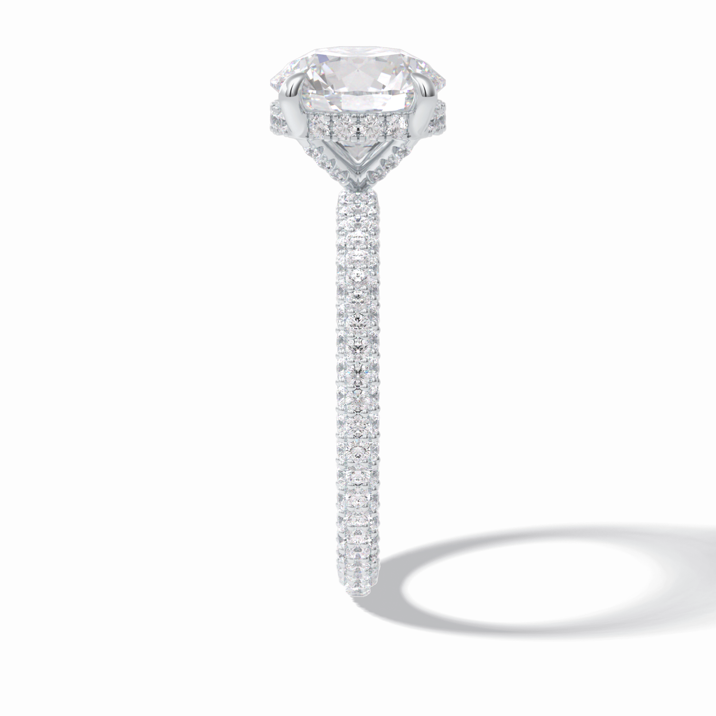 2.5 CT Round Cut Hidden Halo & Pave Style Moissanite Engagement Rings