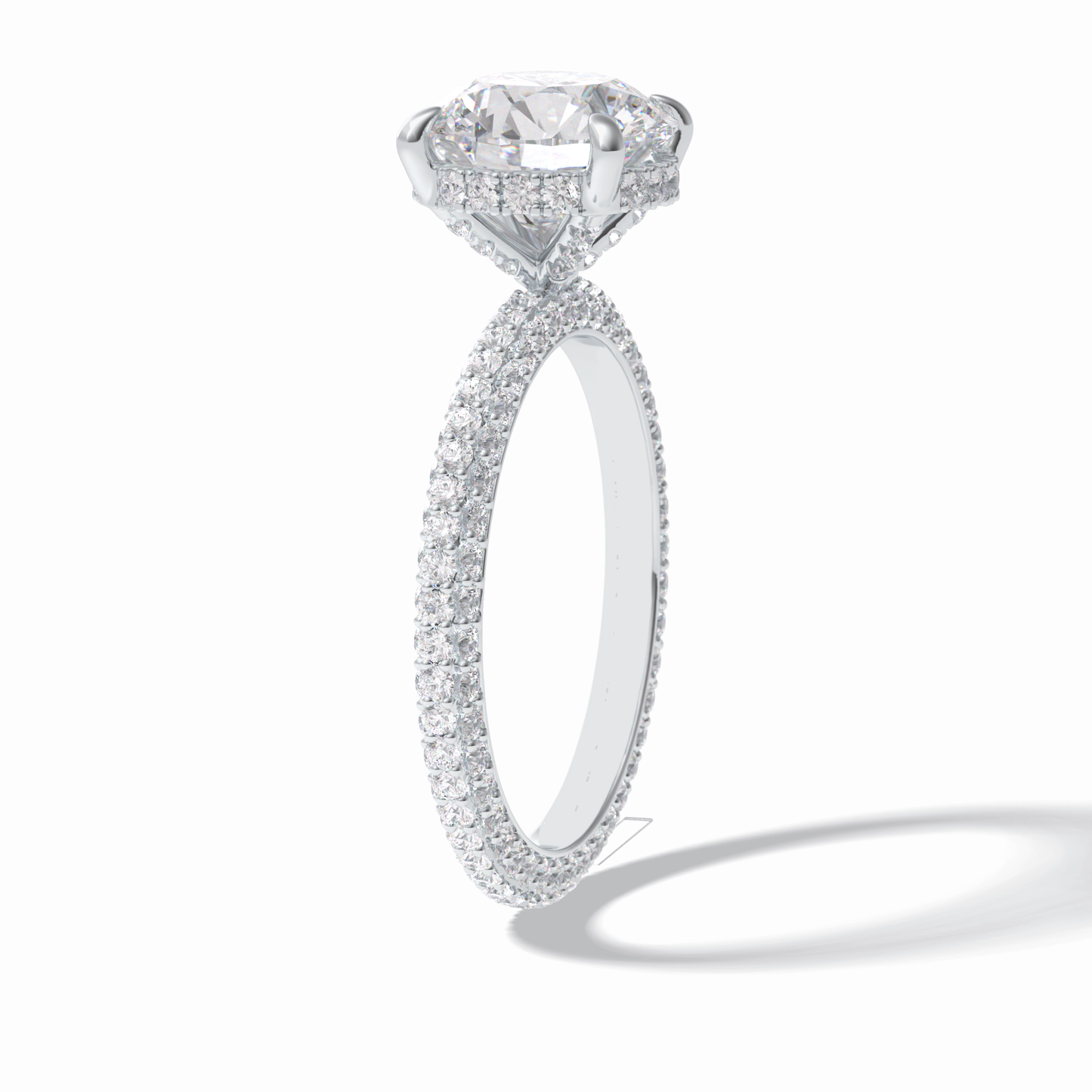 2.5 CT Round Cut Hidden Halo & Pave Style Moissanite Engagement Rings