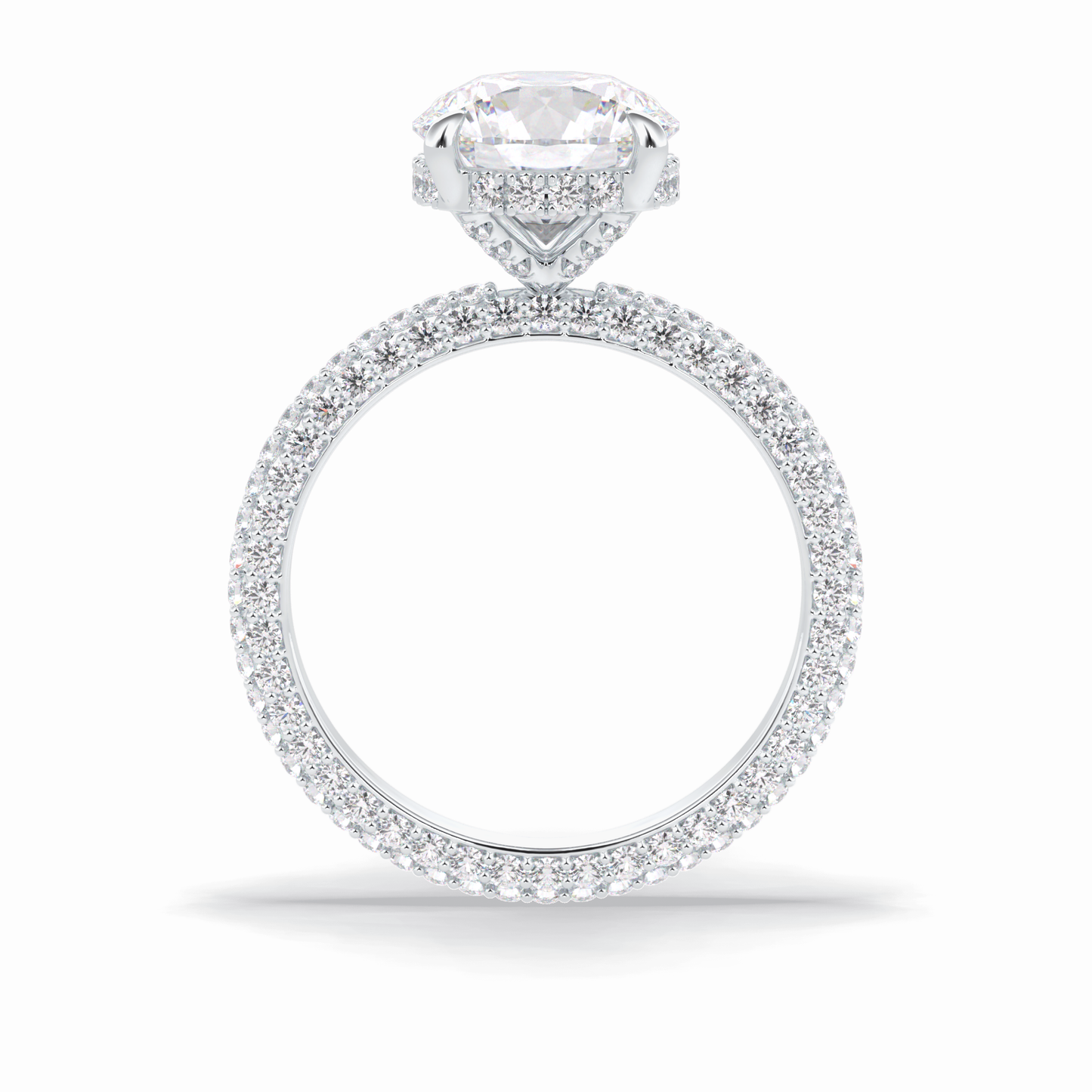 2.5 CT Round Cut Hidden Halo & Pave Style Moissanite Engagement Rings