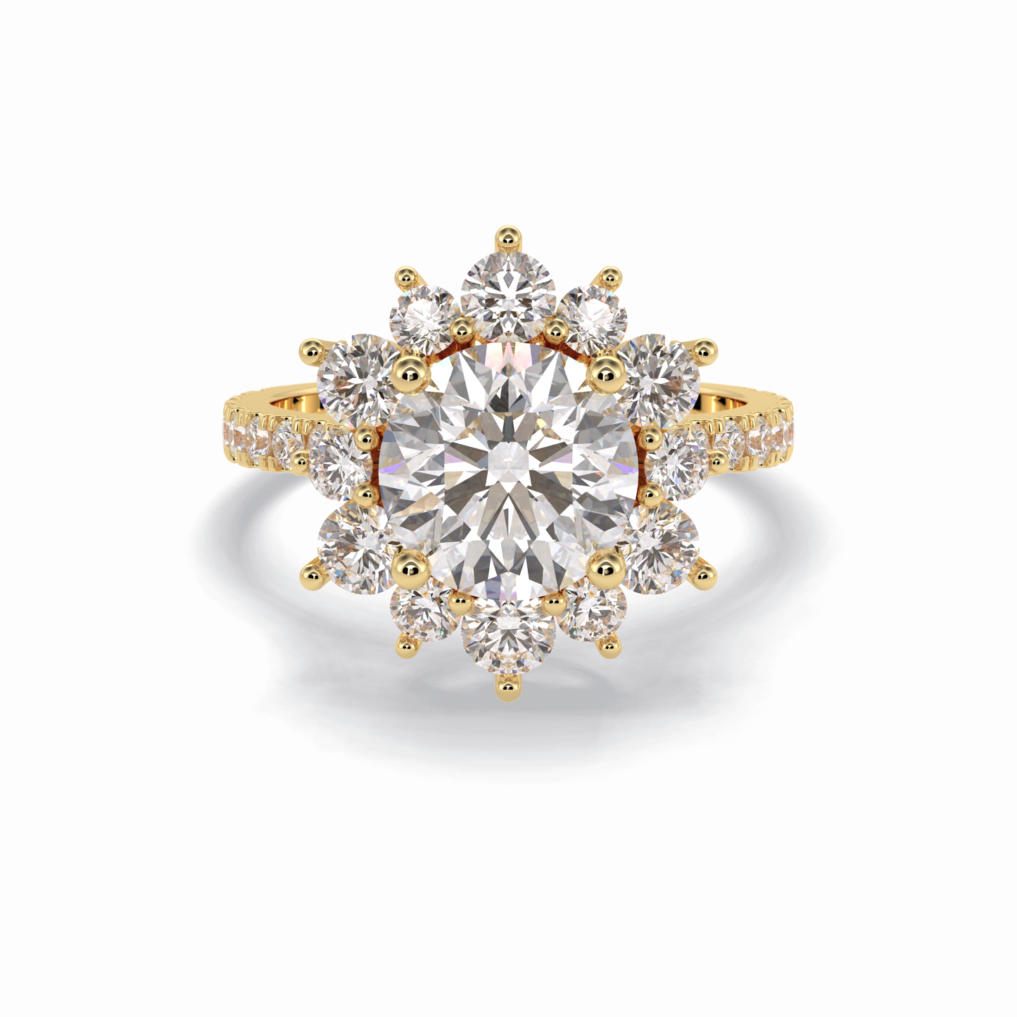 2.5 CT Round Cut Halo & Pave Style Moissanite Engagement Rings