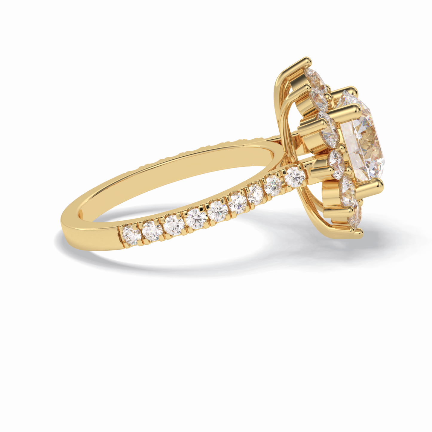 2.5 CT Round Cut Halo & Pave Style Moissanite Engagement Rings