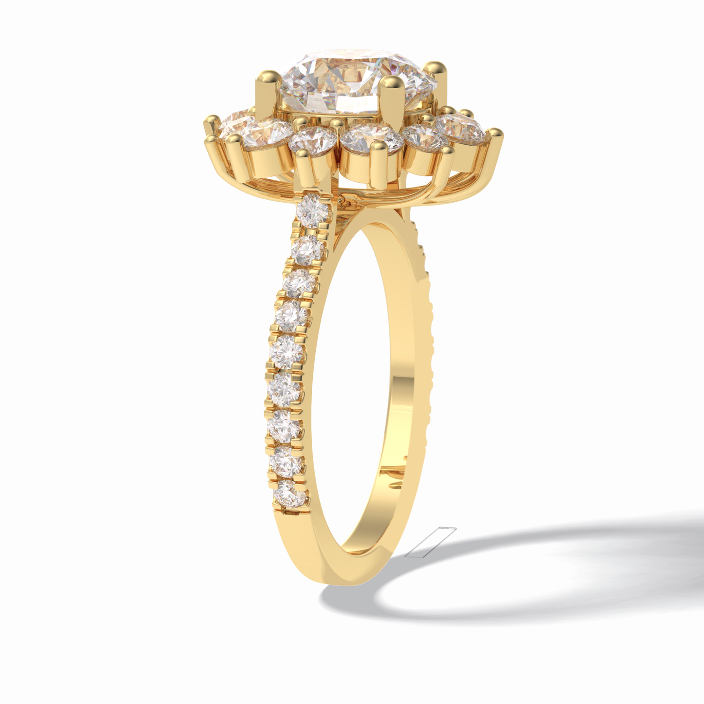 2.5 CT Round Cut Halo & Pave Style Moissanite Engagement Rings