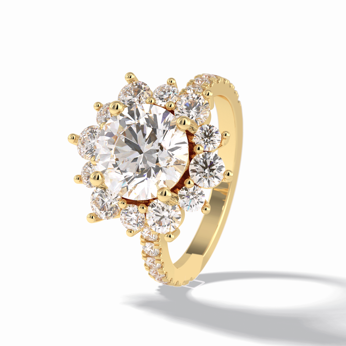 2.5 CT Round Cut Halo & Pave Style Moissanite Engagement Rings