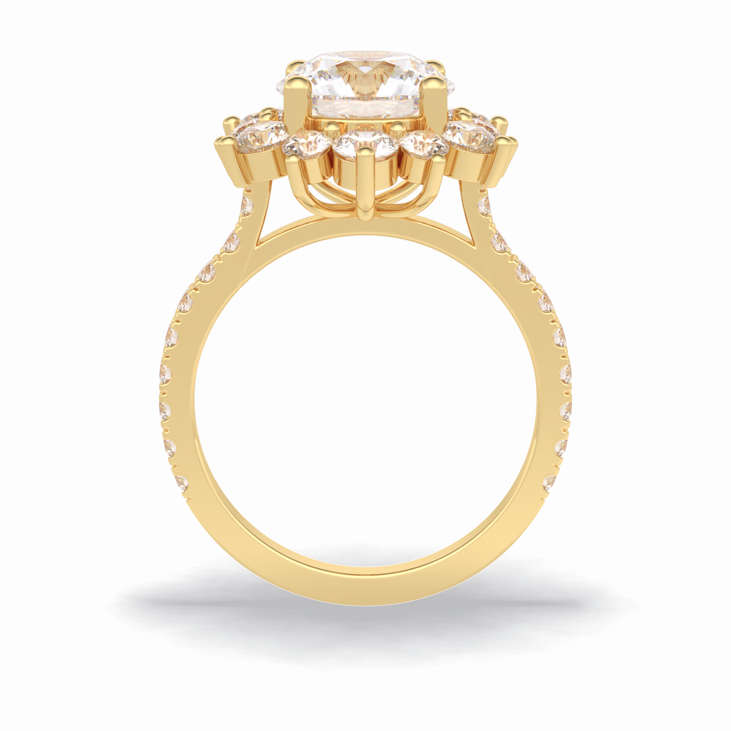 2.5 CT Round Cut Halo & Pave Style Moissanite Engagement Rings