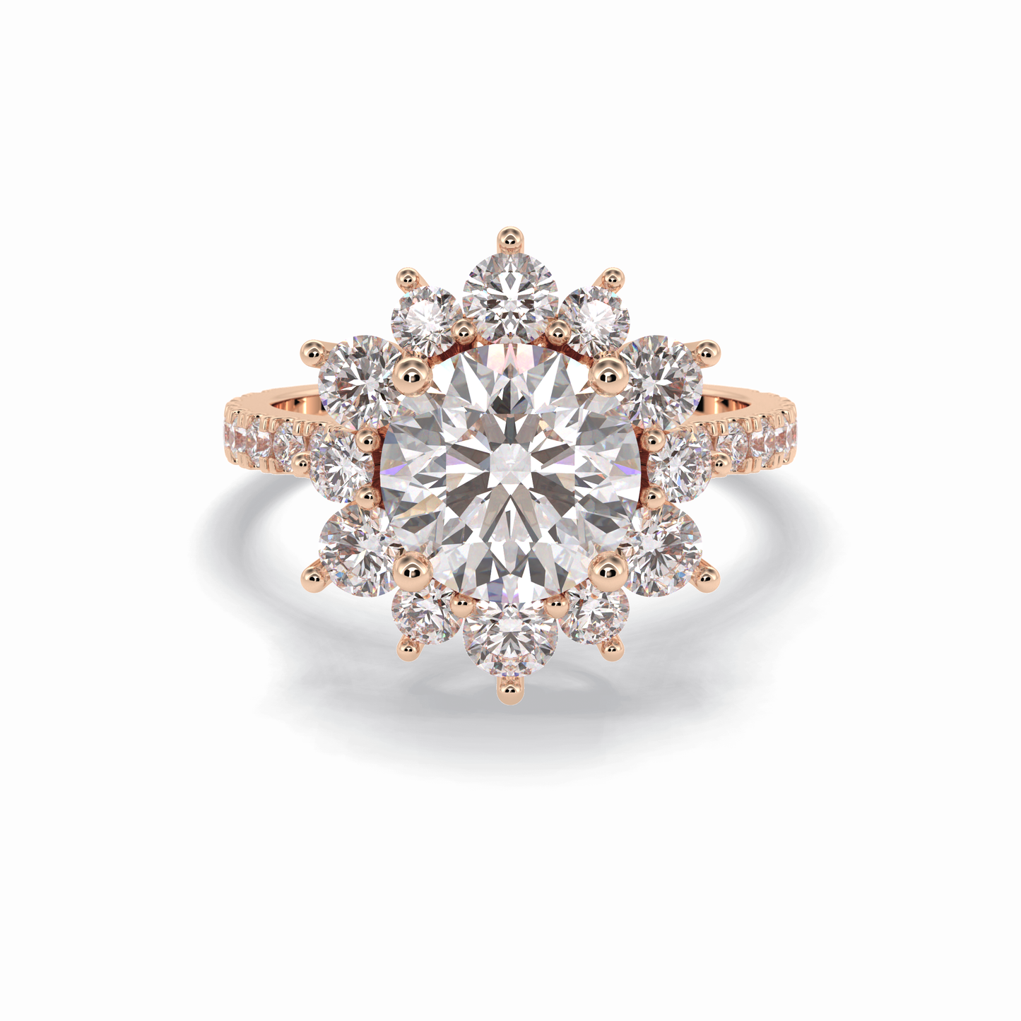 2.5 CT Round Cut Halo & Pave Style Moissanite Engagement Rings