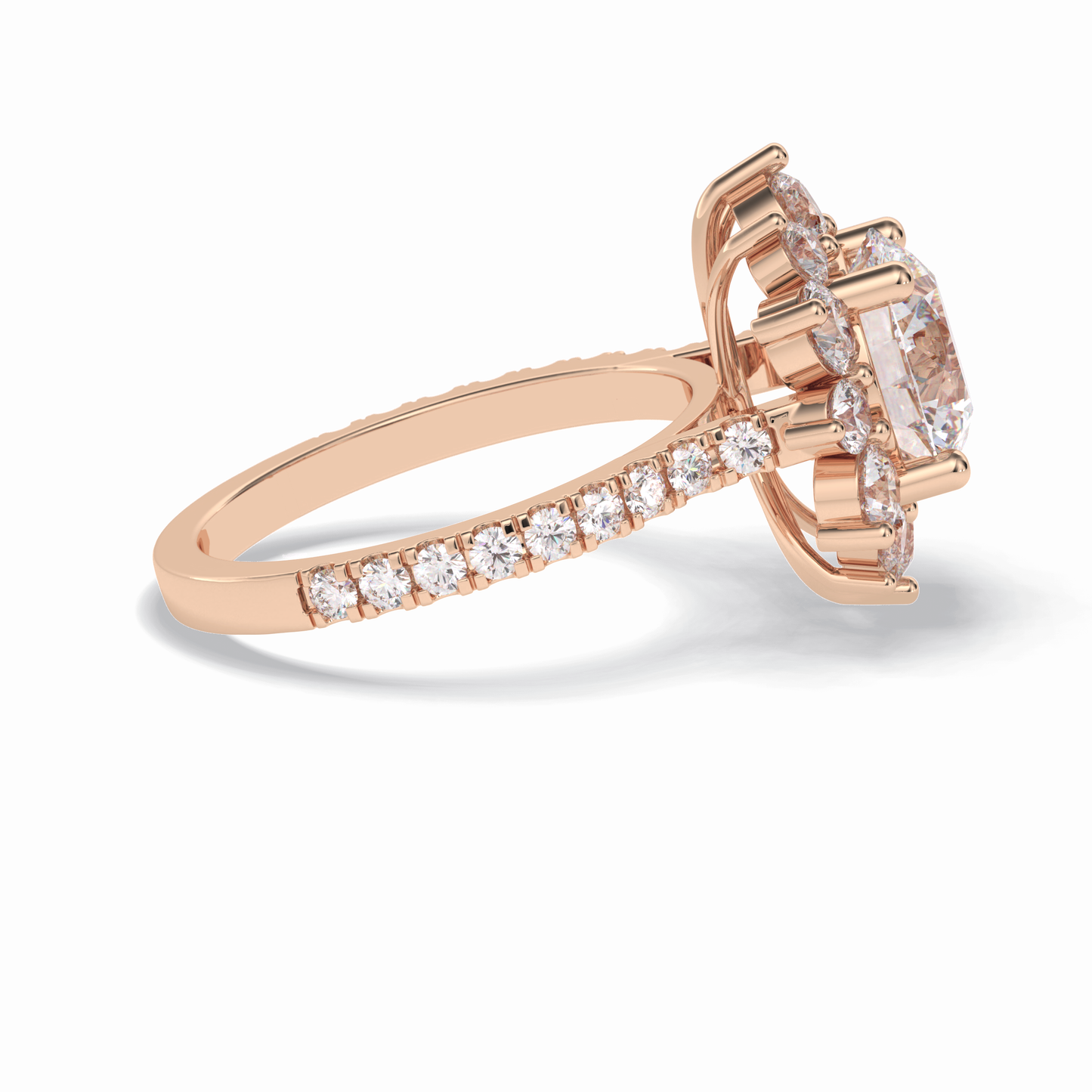 2.5 CT Round Cut Halo & Pave Style Moissanite Engagement Rings