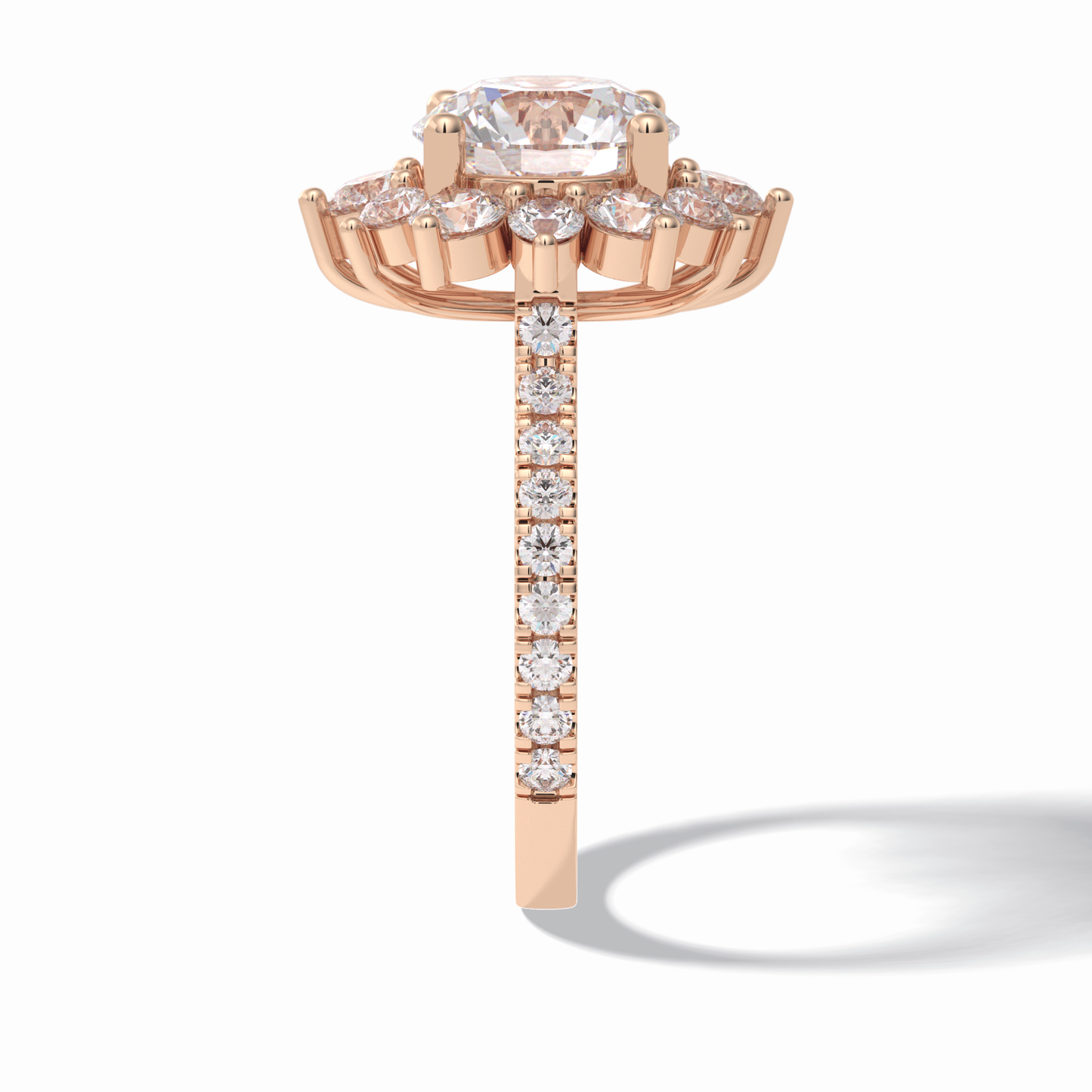 2.5 CT Round Cut Halo & Pave Style Moissanite Engagement Rings