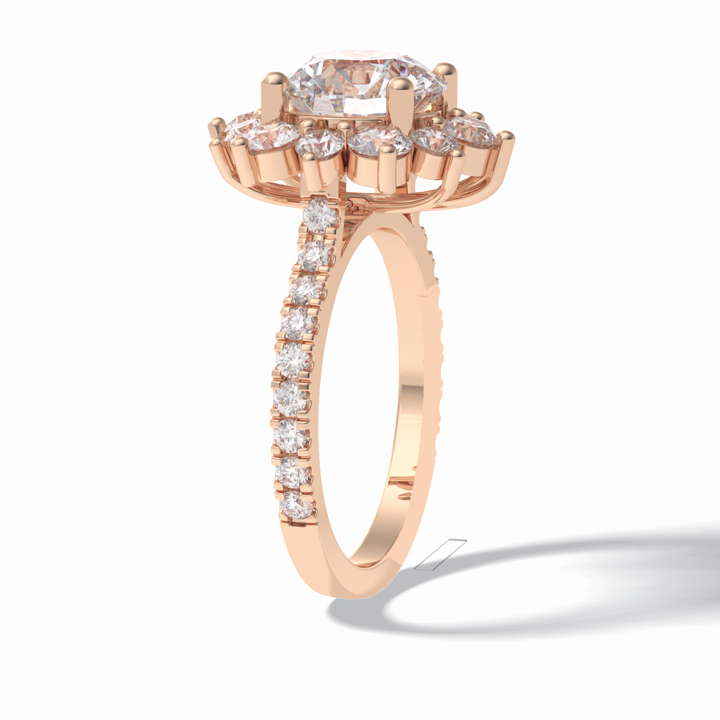 2.5 CT Round Cut Halo & Pave Style Moissanite Engagement Rings