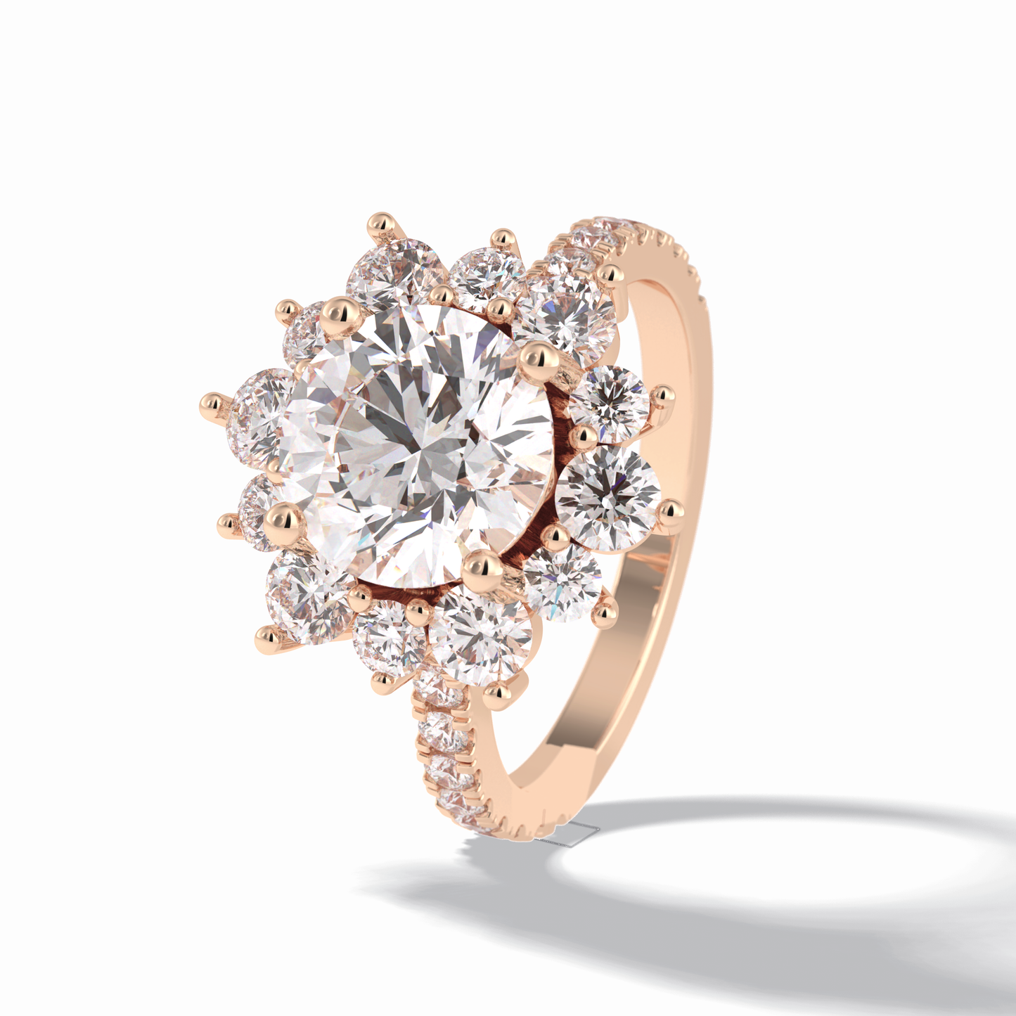 2.5 CT Round Cut Halo & Pave Style Moissanite Engagement Rings