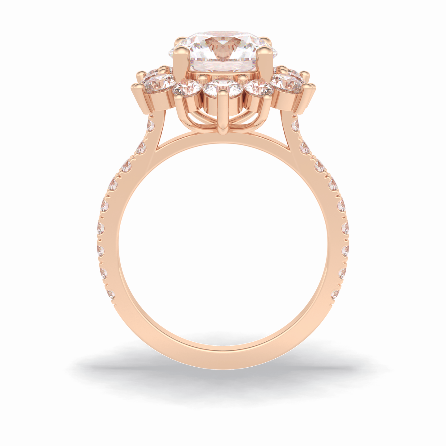 2.5 CT Round Cut Halo & Pave Style Moissanite Engagement Rings